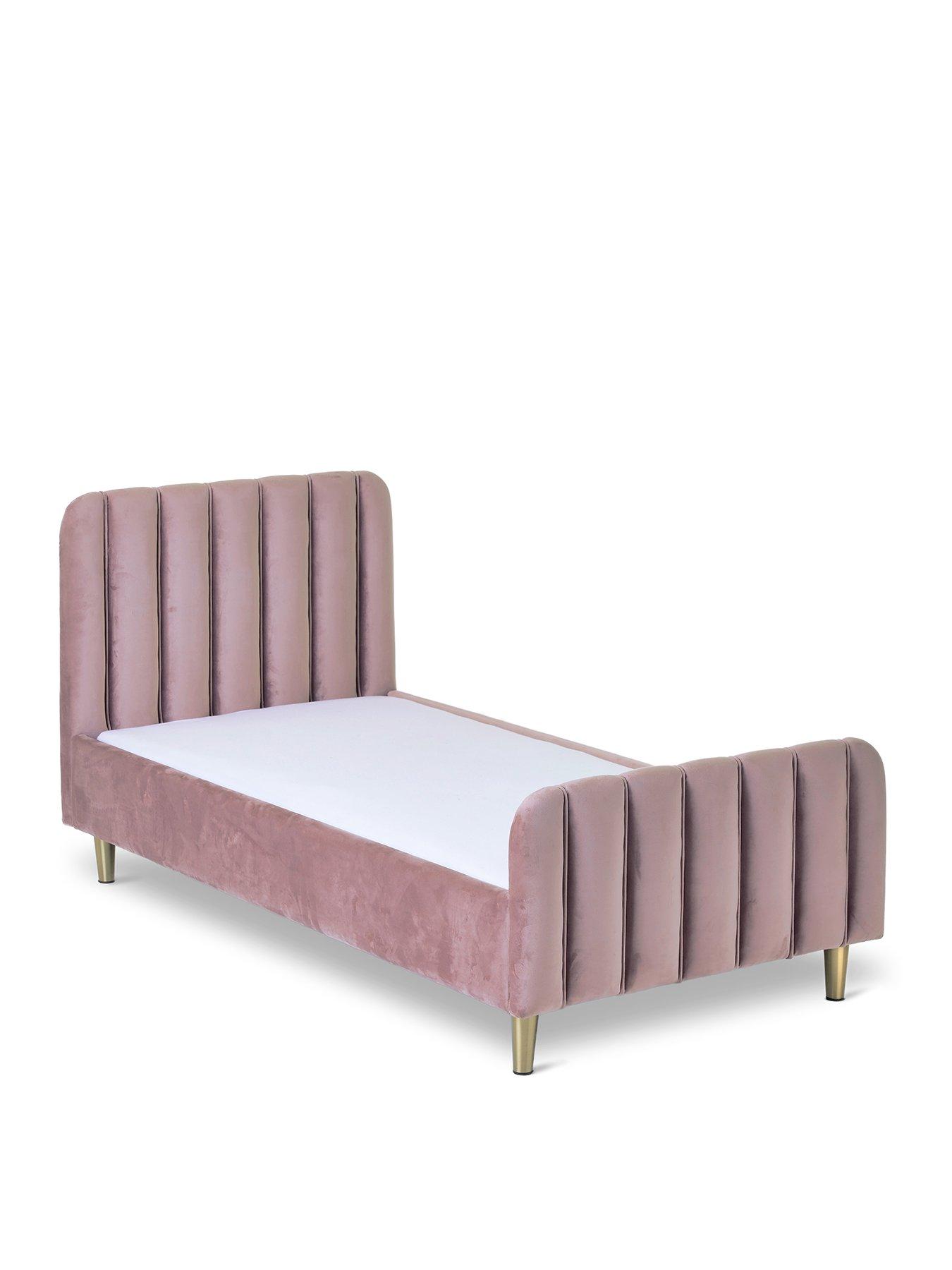 obaby-gatsby-velvet-toddler-bed-pinkstillFront