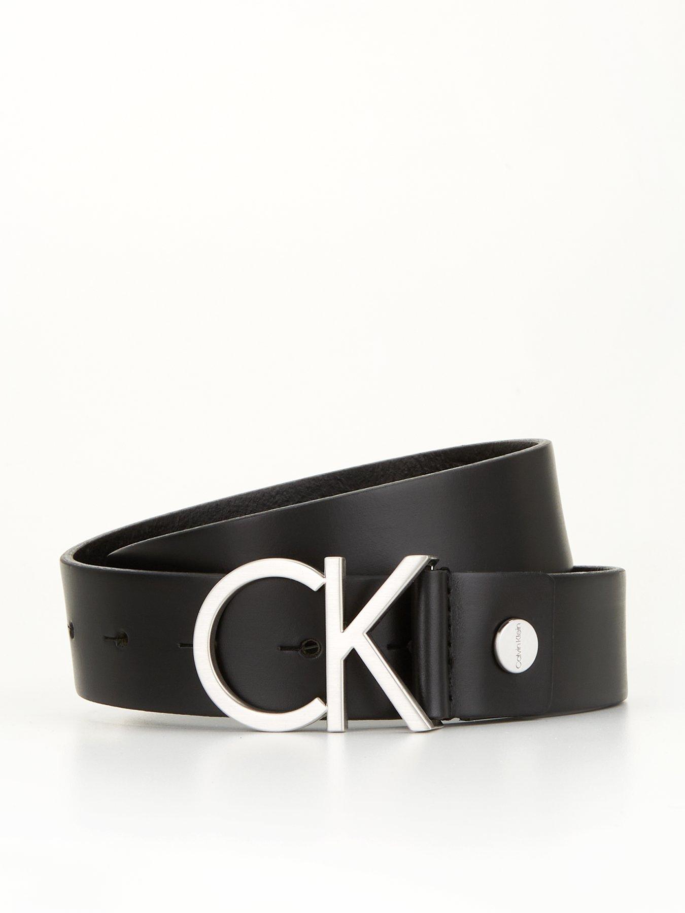 Image 1 of 4 of Calvin Klein Adjustable Leather Belt - Black