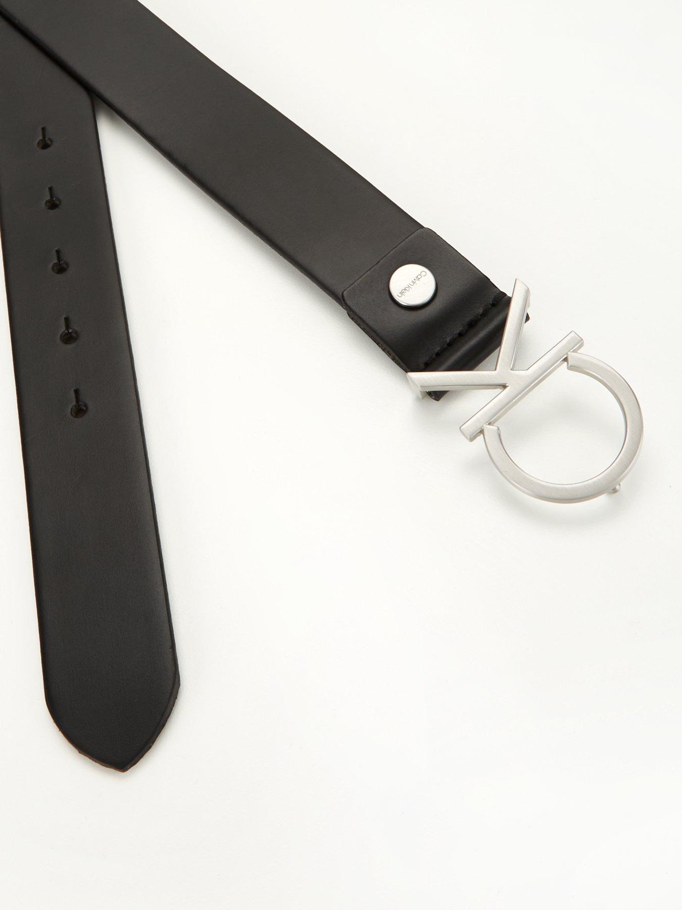 Image 2 of 4 of Calvin Klein Adjustable Leather Belt - Black