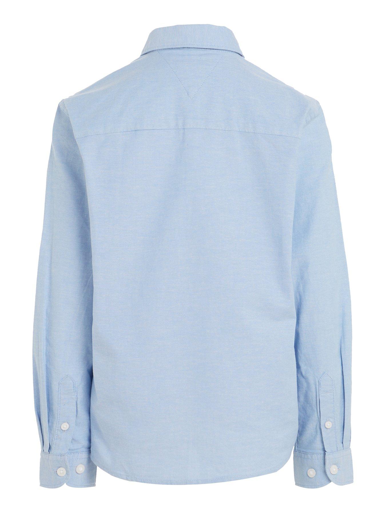 Image 5 of 5 of Tommy Hilfiger Boys Stretch Oxford Long Sleeve Shirt - Calm Blue