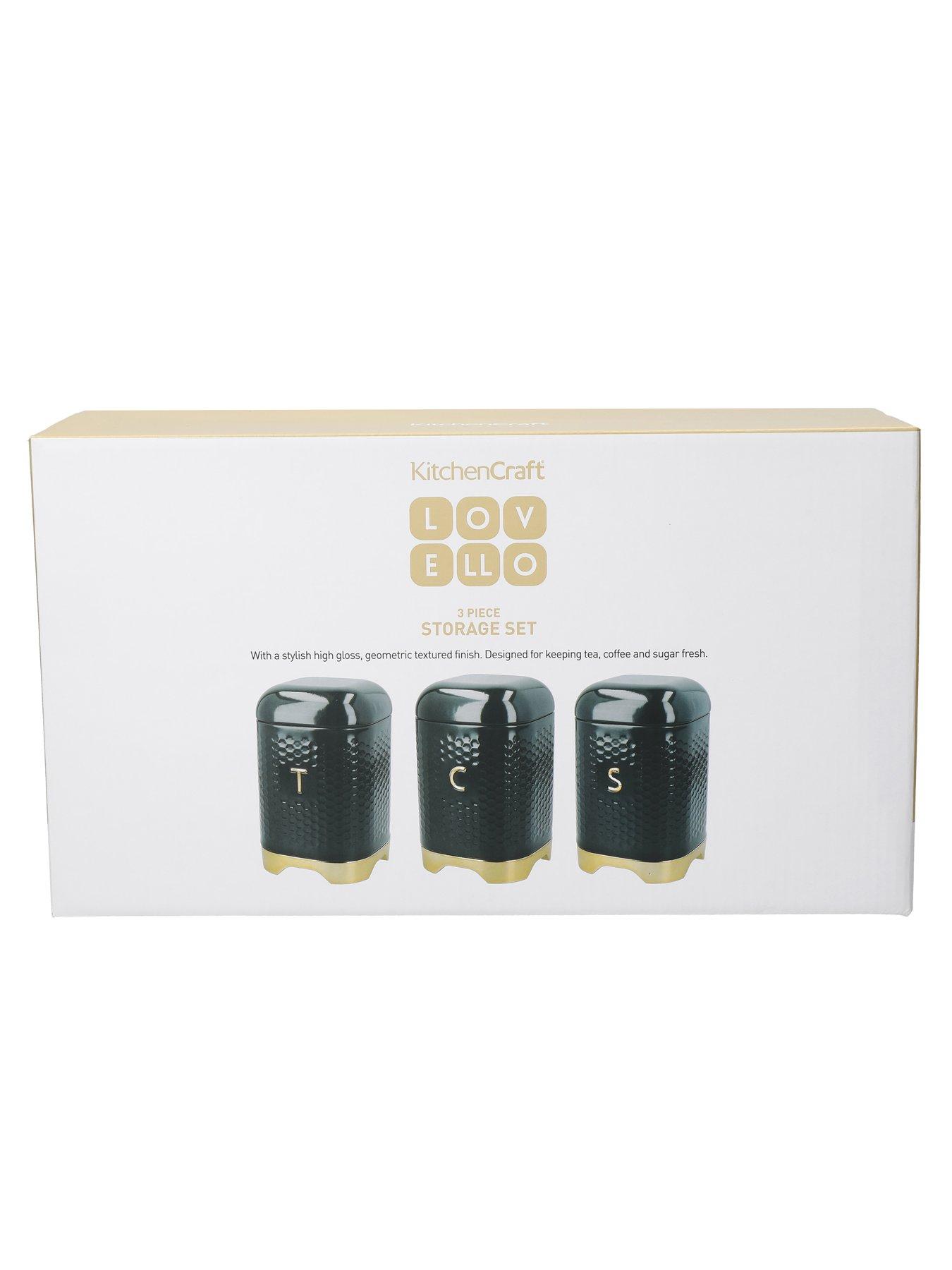 Image 2 of 5 of KitchenCraft Lovello Tea, Coffee and Sugar Storage Canisters -&nbsp;Green&nbsp;