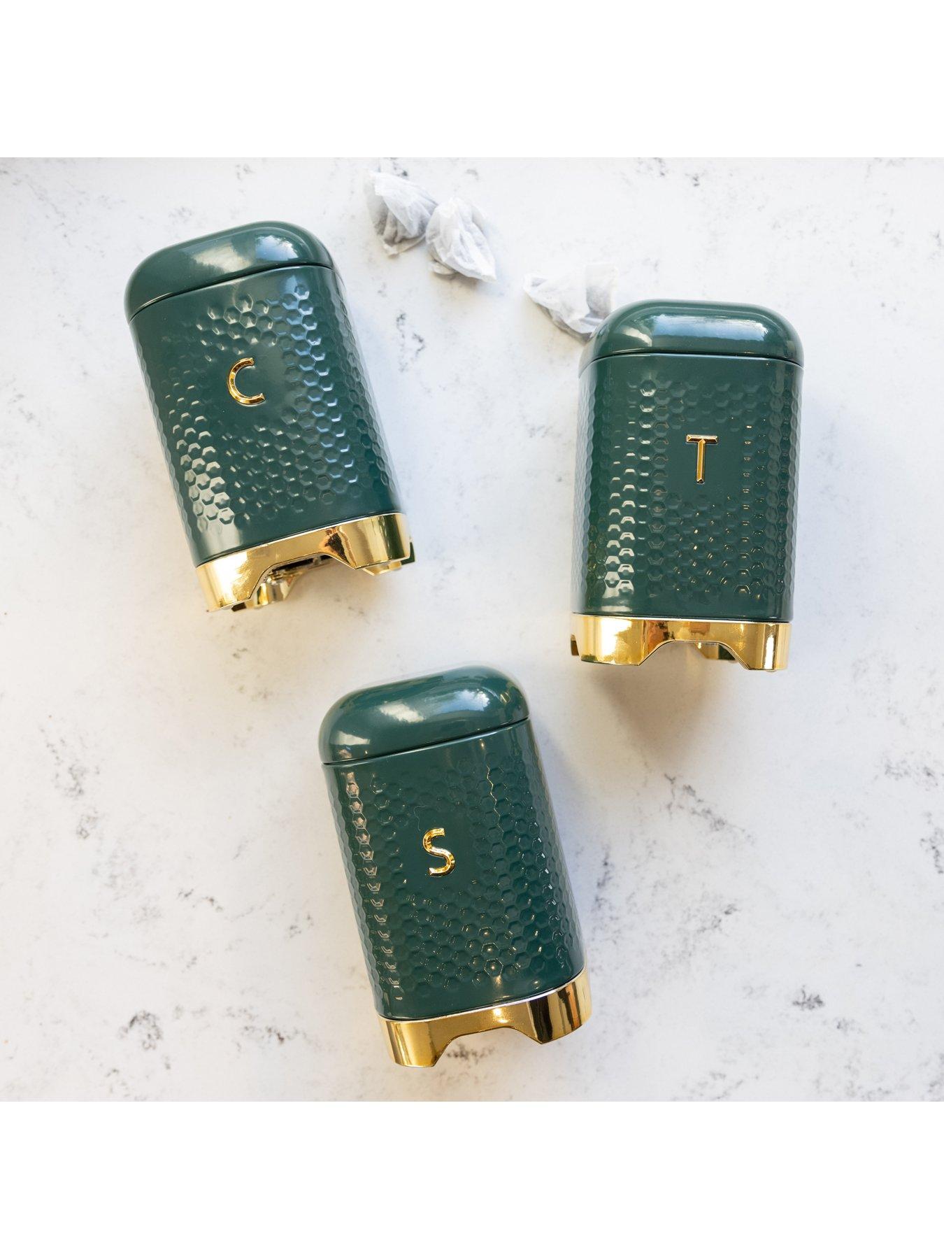 Image 4 of 5 of KitchenCraft Lovello Tea, Coffee and Sugar Storage Canisters -&nbsp;Green&nbsp;