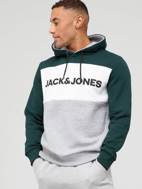 jack-jones-jack-amp-jones-colour-block-overhead-hoodie-green