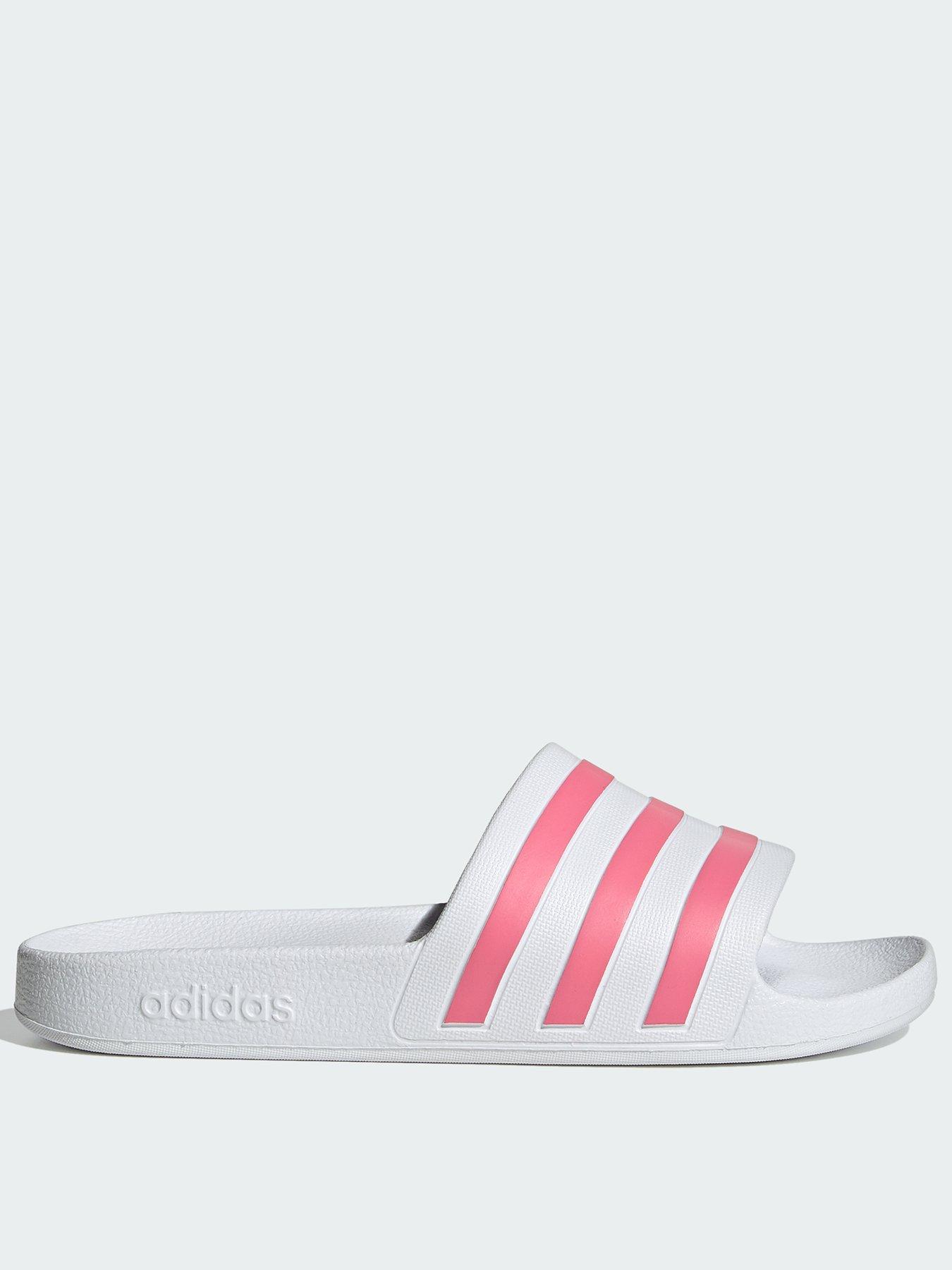 adidas Sportswear Womens Adilette Aqua Sliders - White/Pink