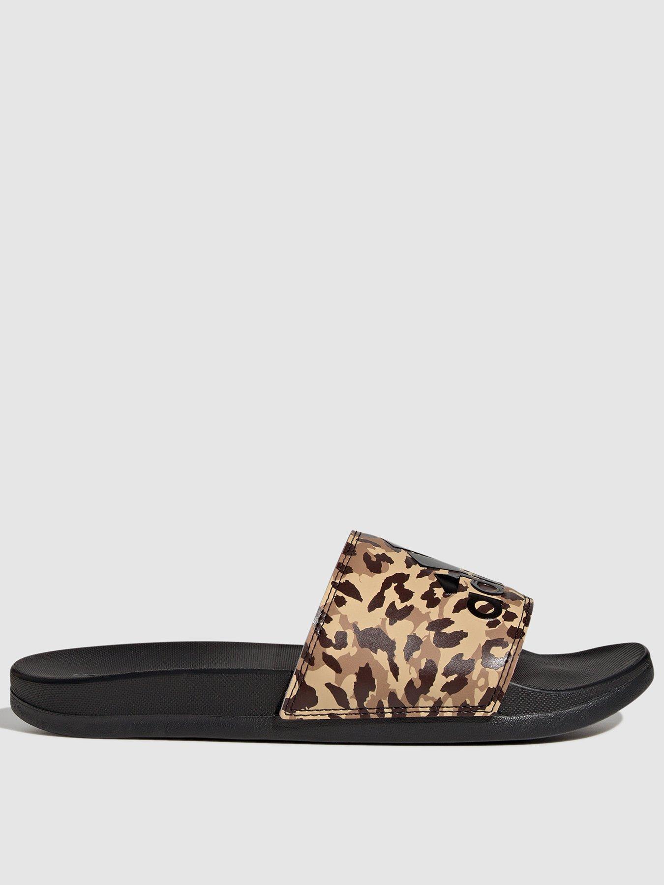 Adidas slides best sale leopard print