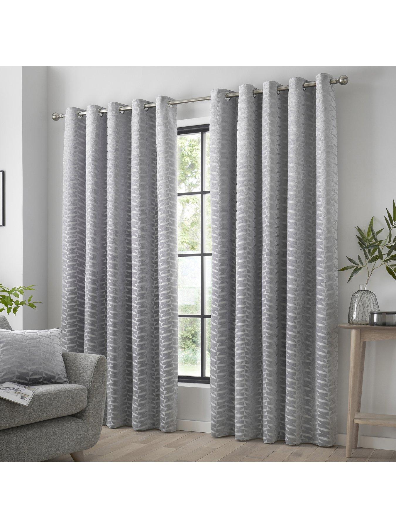 Curtina Kendal Geometric Jacquard Lined Eyelet Curtains