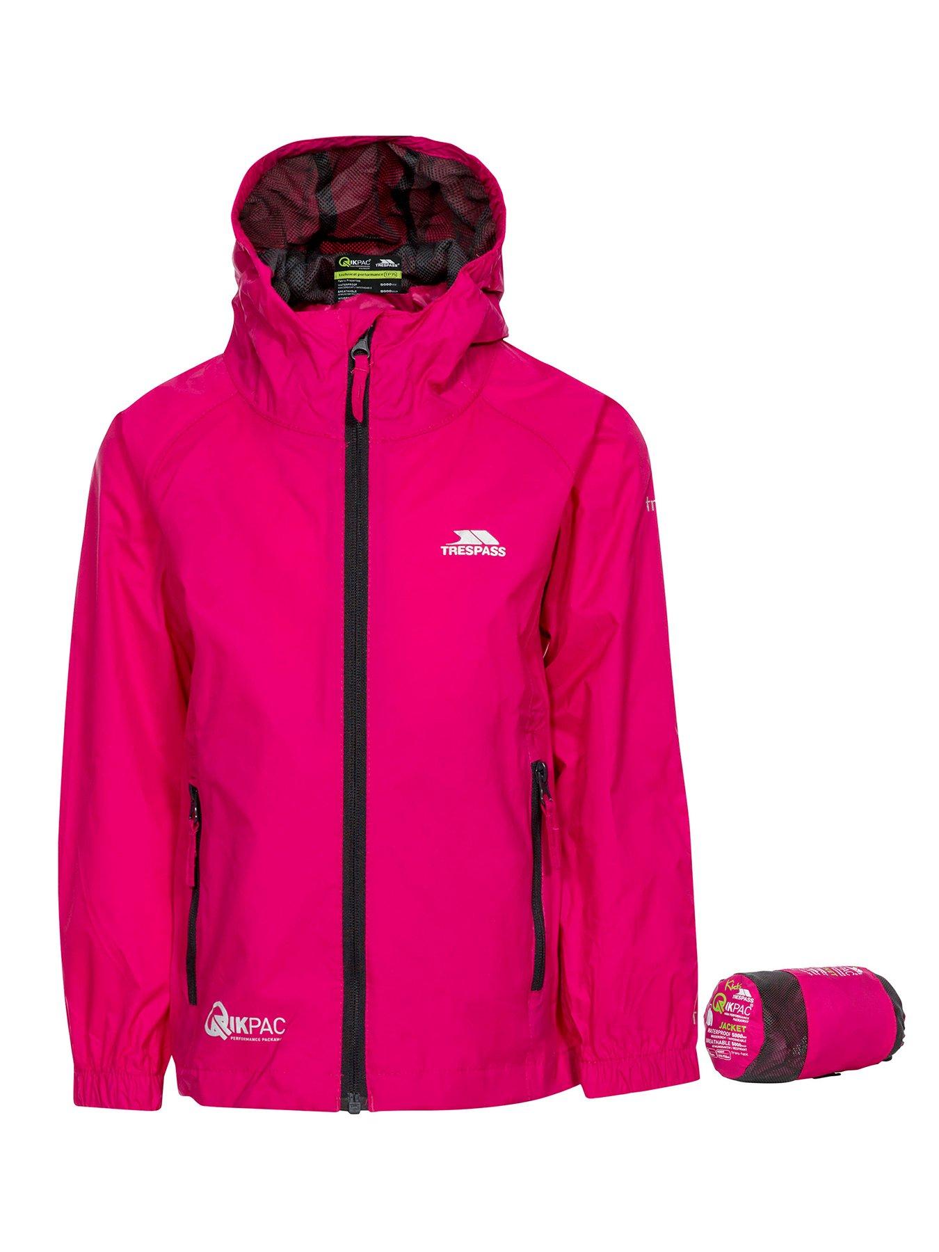 Girls Qikpac Kids Packaway Jacket Pink