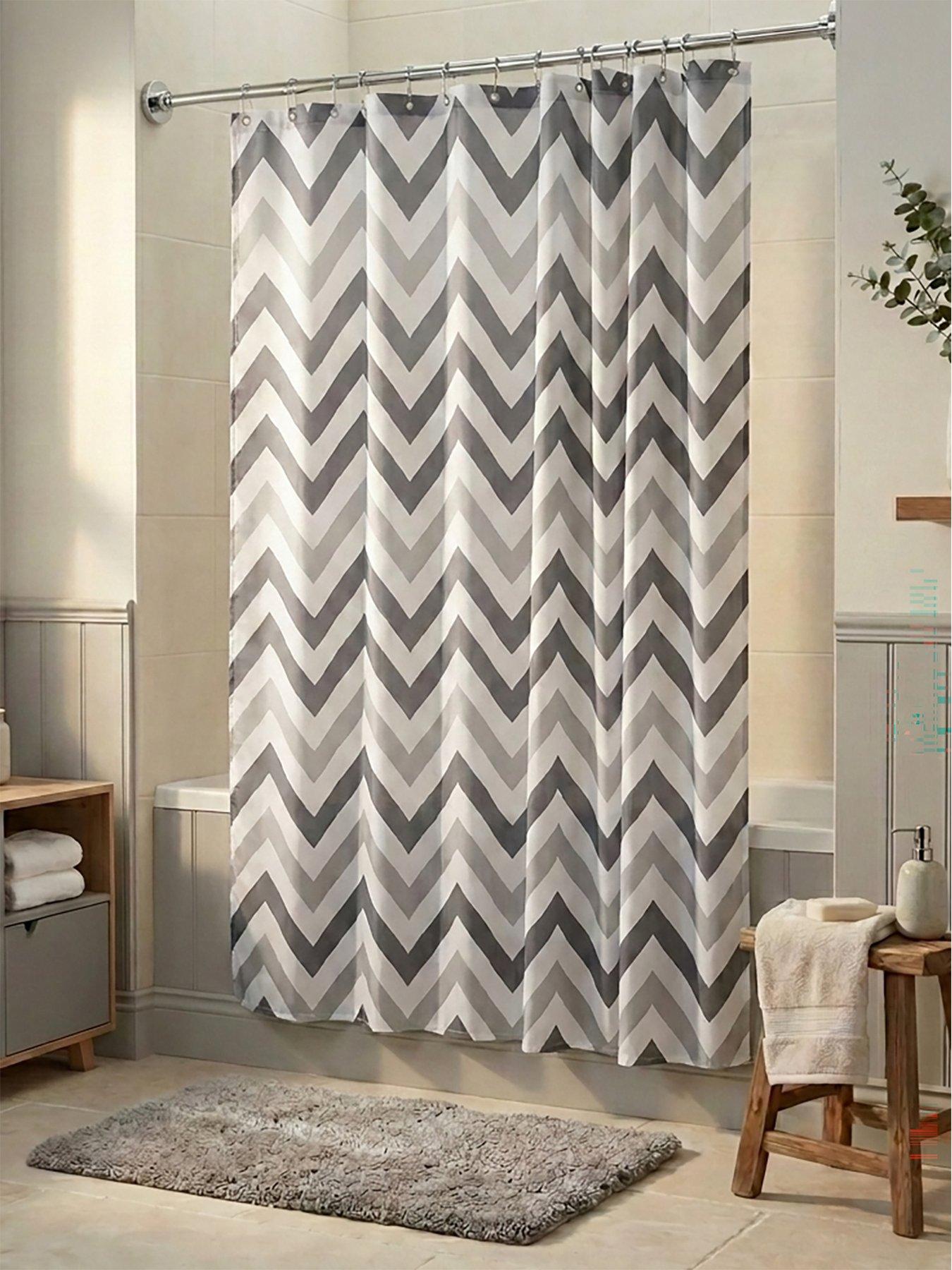 Croydex Two-Tone Chevron Shower Curtain