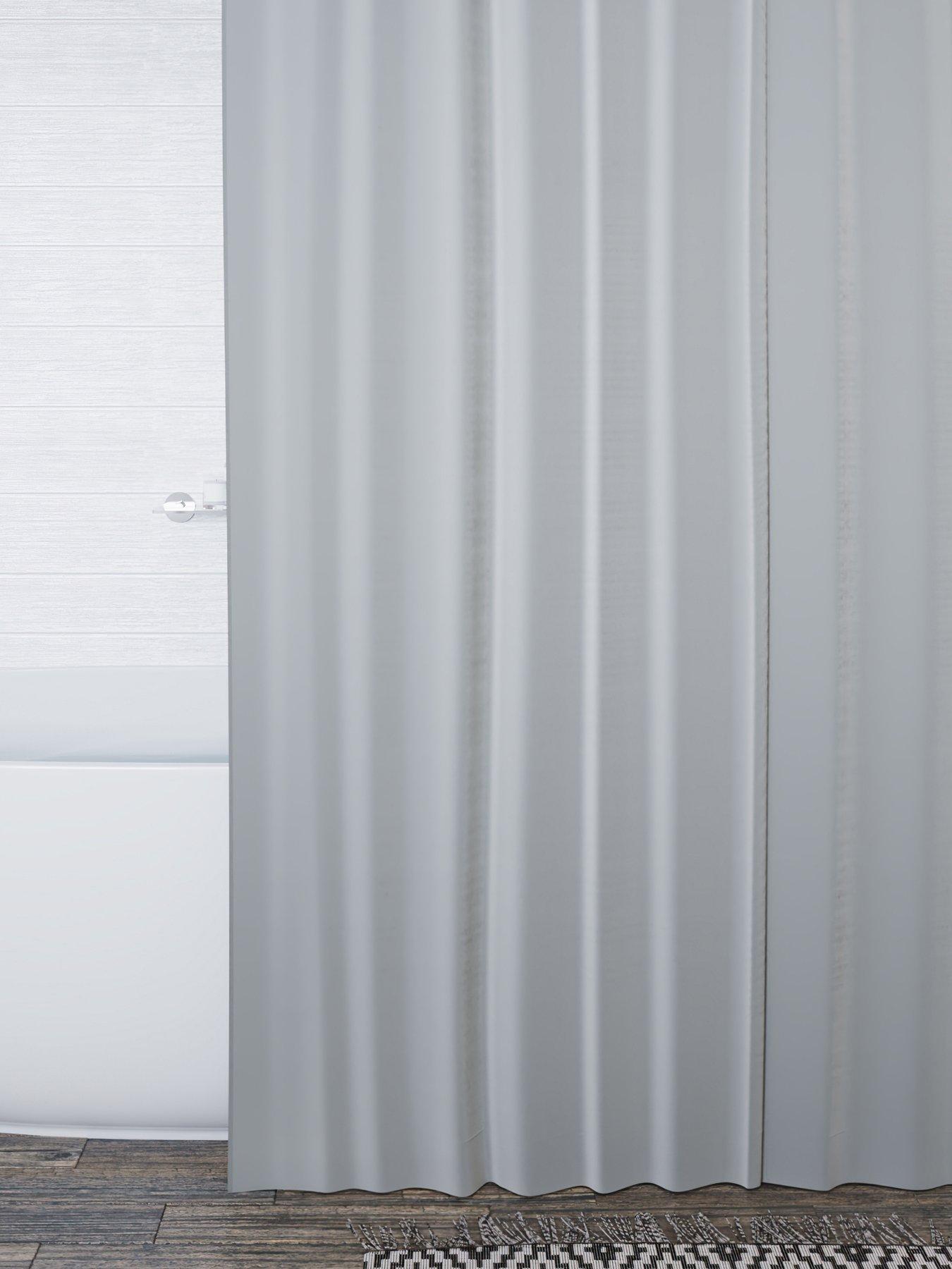 Croydex Plain Grey Textile Shower Curtain