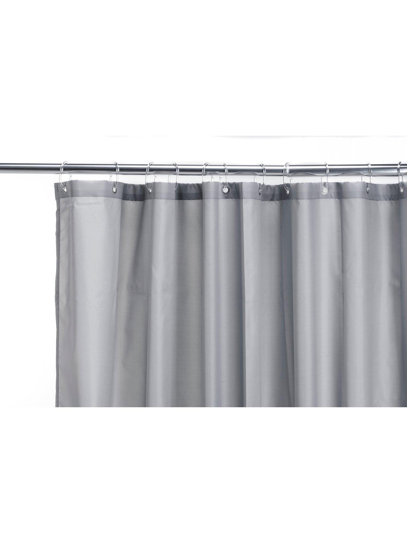 croydex-plain-grey-textile-shower-curtainstillFront