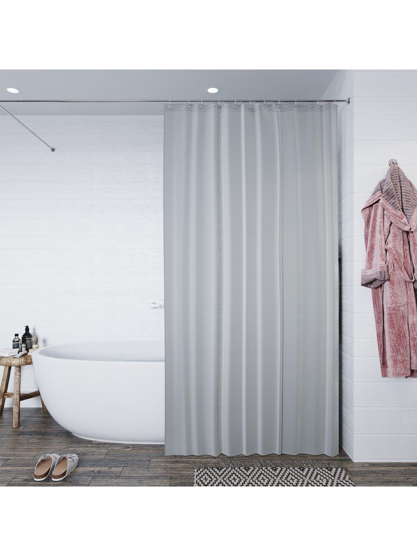 croydex-plain-grey-textile-shower-curtaindetail