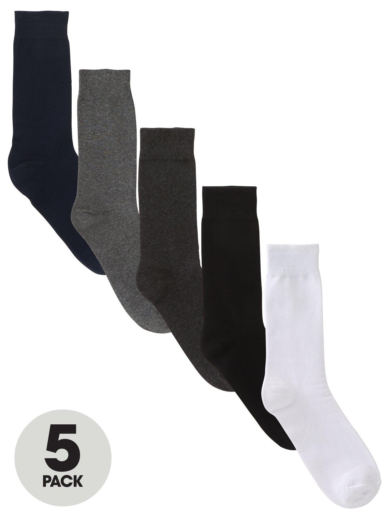 the-very-collection-5-pack-cotton-rich-plain-socks-whiteblackcharcoalgrey-marlnavy
