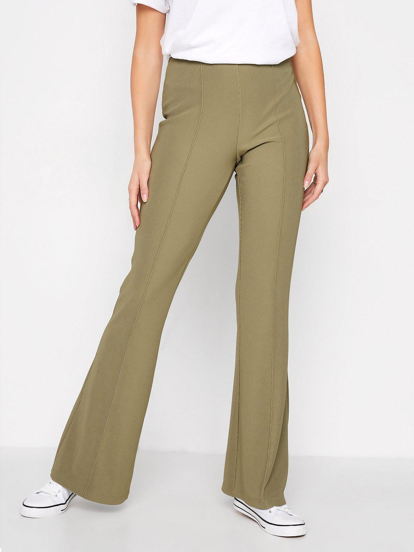 long-tall-sally-ribbed-kick-flare-trousers-sage