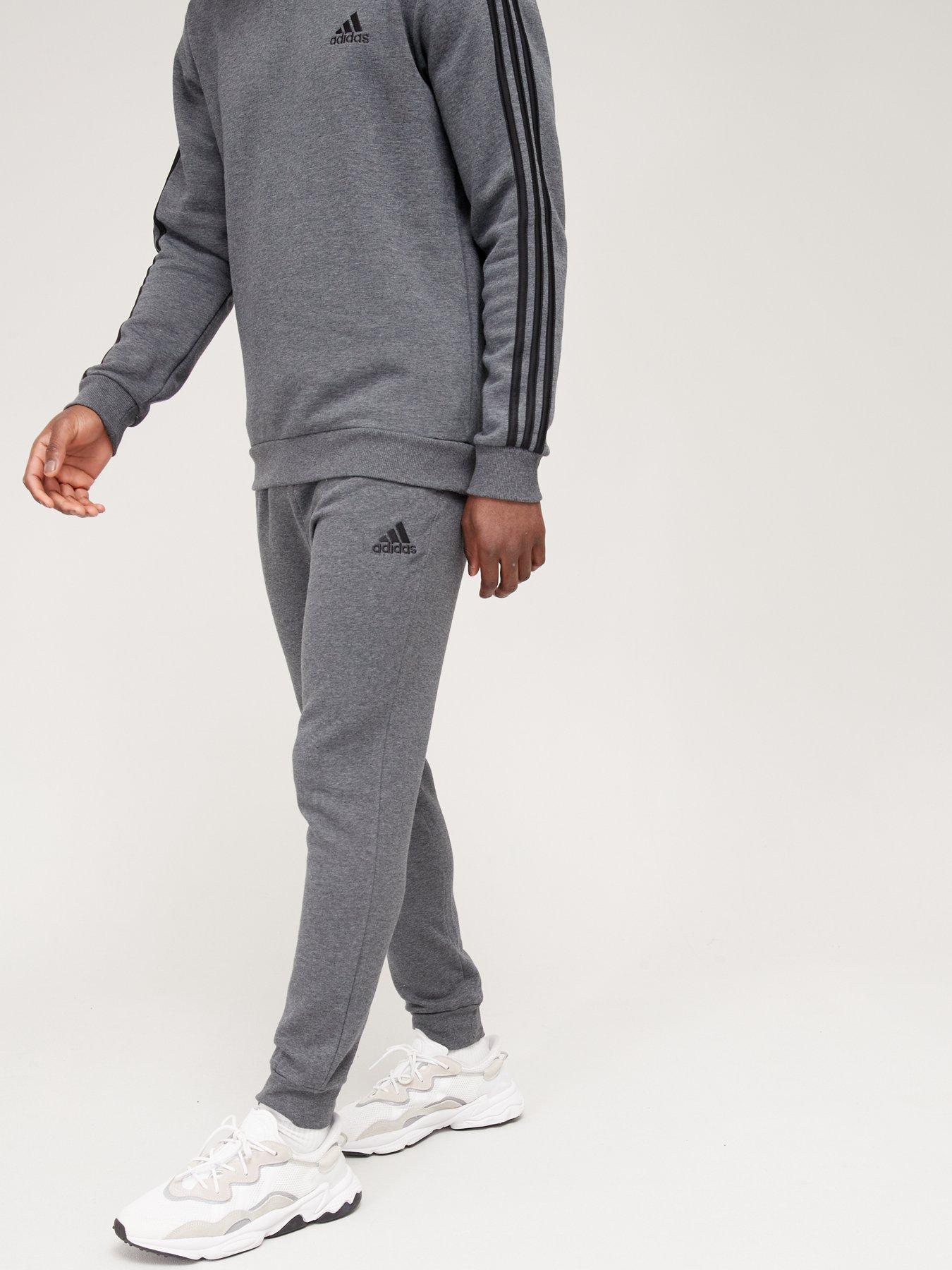 Essentials Fleece Regular Tapered Joggers Grey Black