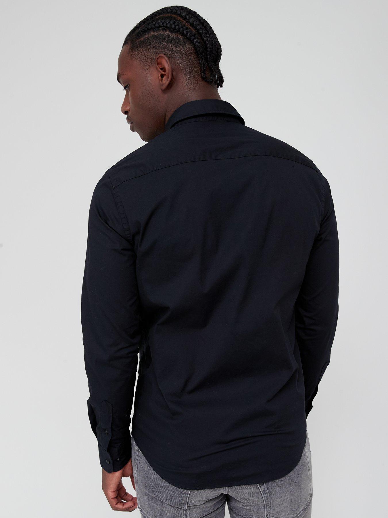 calvin-klein-slim-fit-stretch-poplin-shirt-blackstillFront