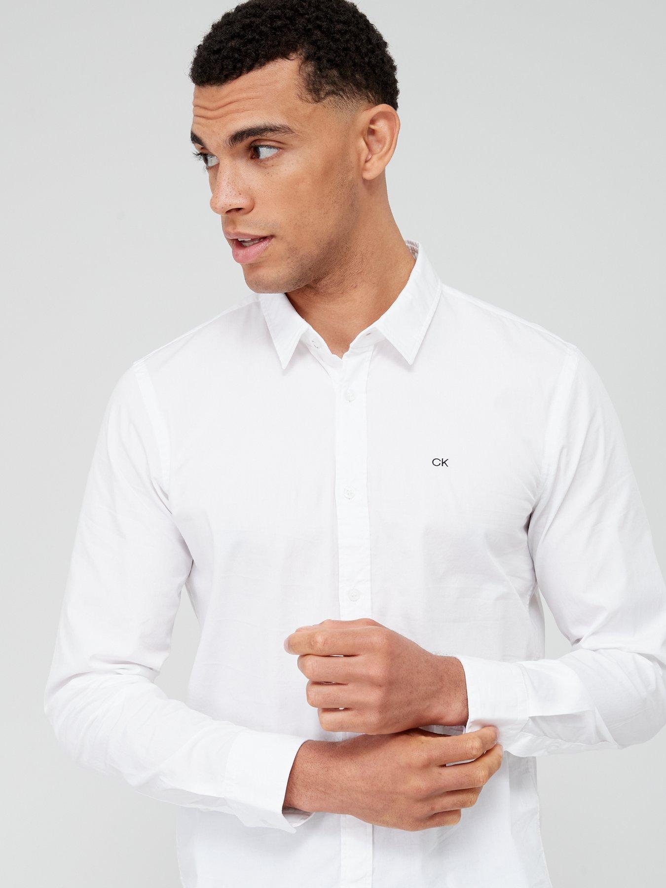 calvin-klein-slim-fit-stretch-poplin-shirt-whiteoutfit