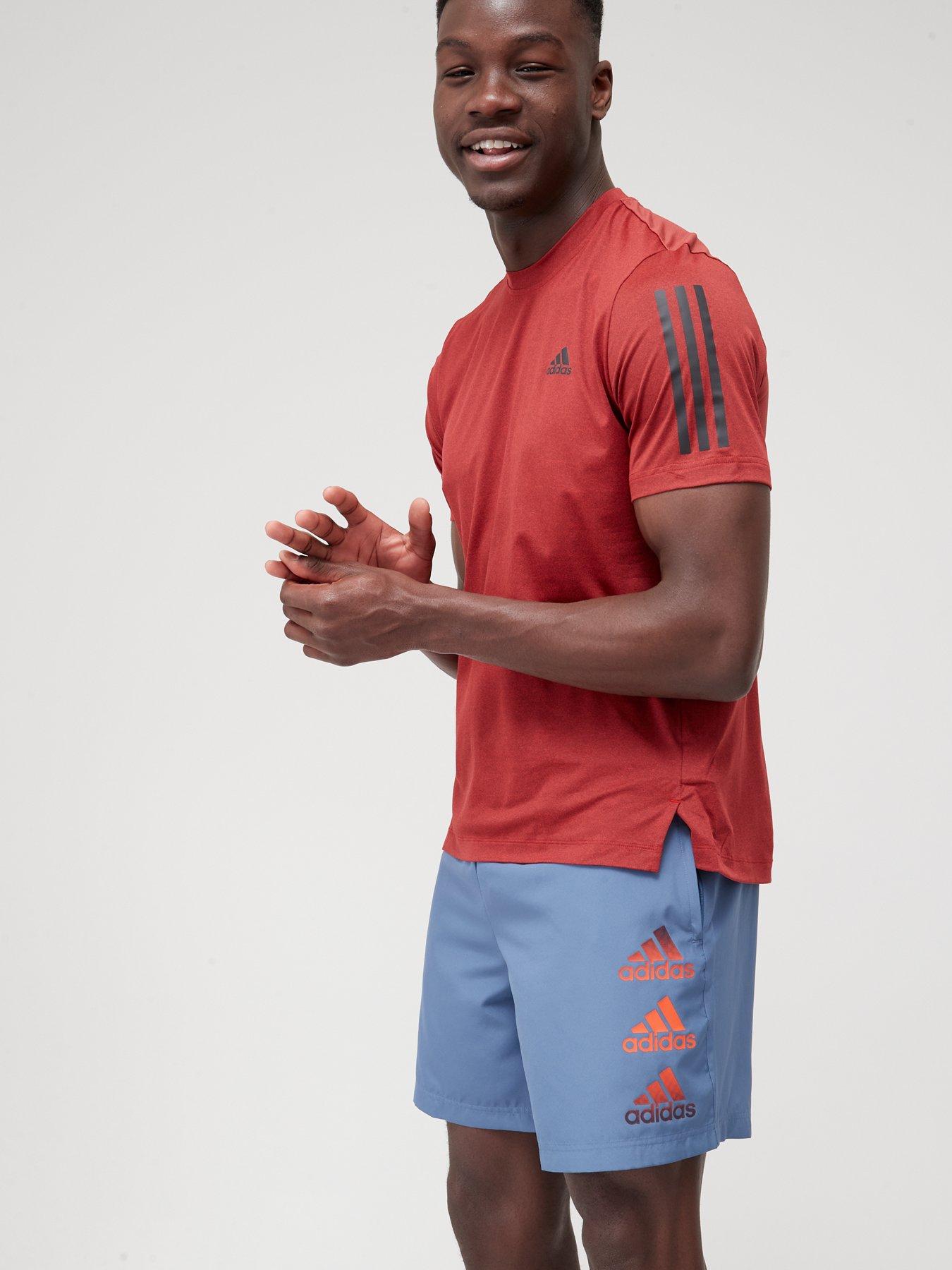 Adidas 3 stripe discount t shirt red