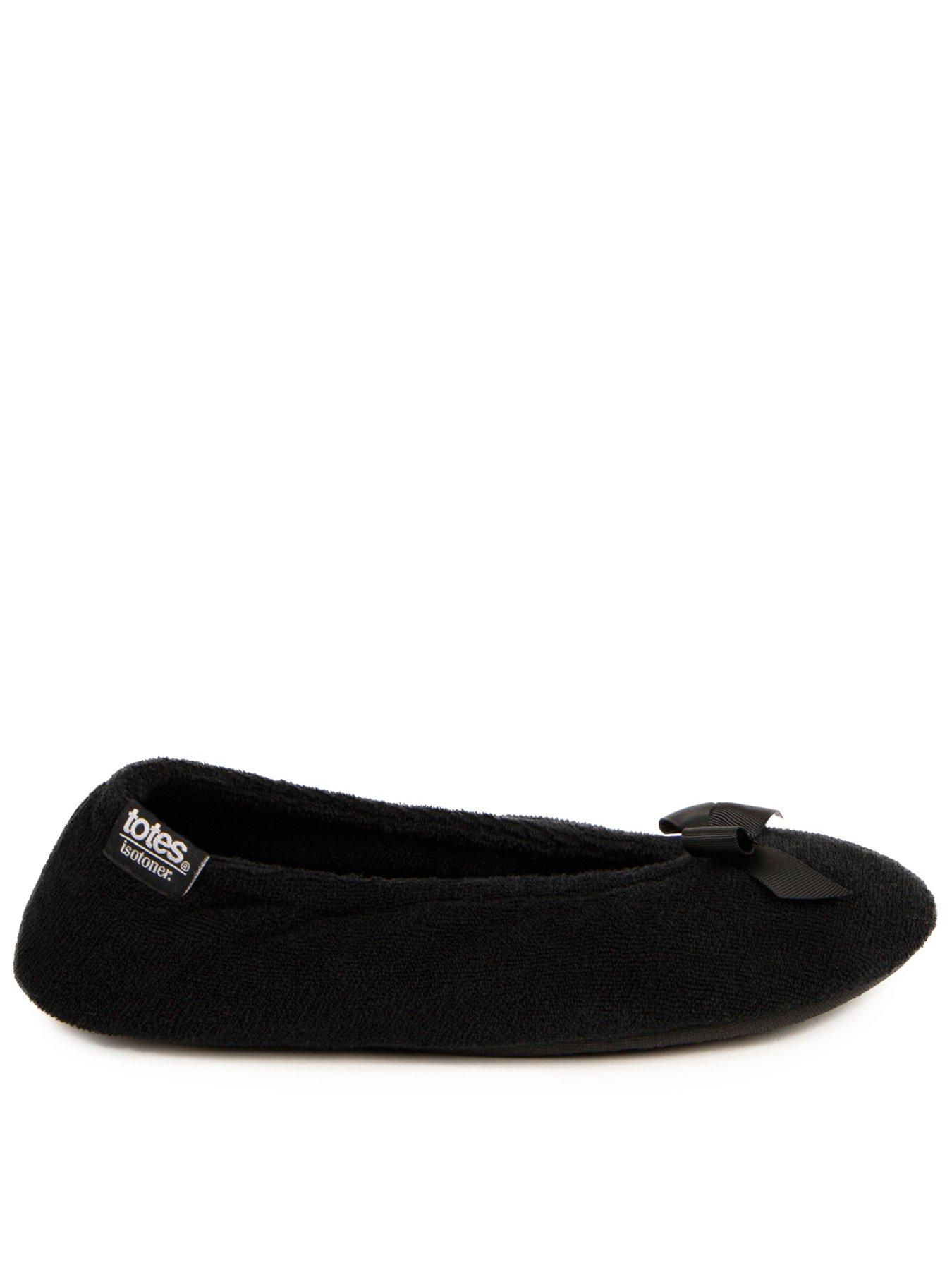 totes-isotoner-ladies-terry-ballerina-slippers-black