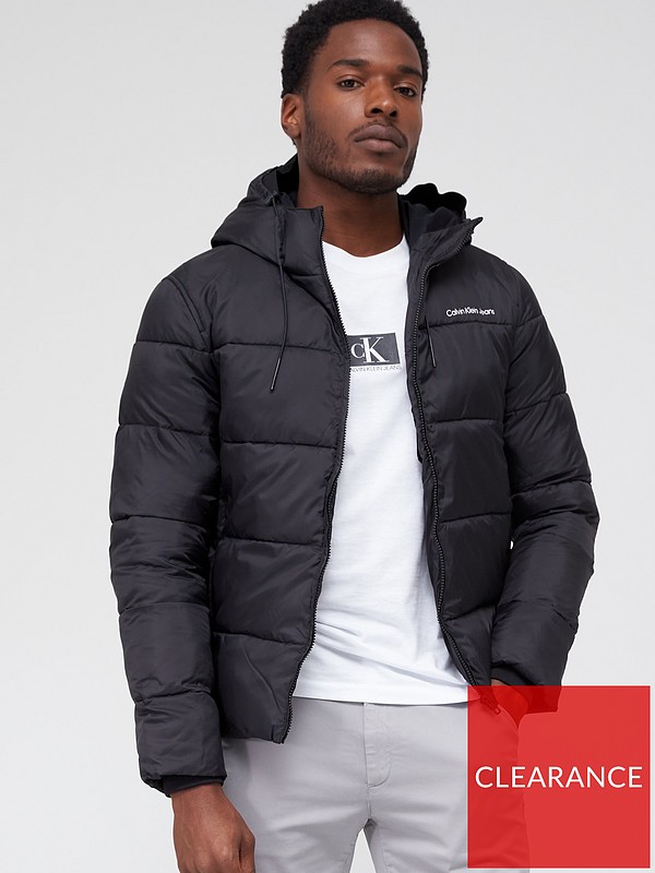 Calvin Klein Jeans Logo Padded Hooded Jacket - Black | Very Ireland