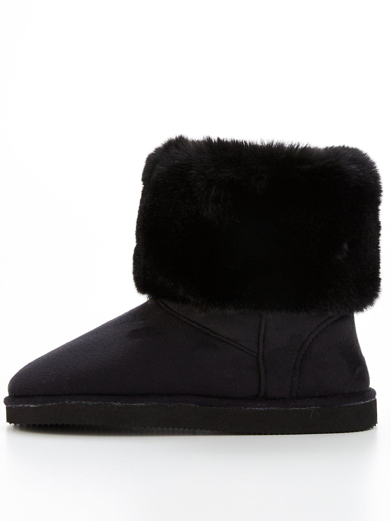 black slipper boots ladies