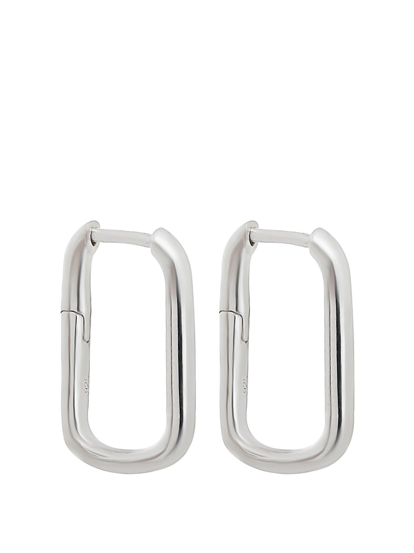 Image 1 of 1 of Simply Silver Simply Silver Sterling Silver 925 Mini Rectangle Hoop Earring