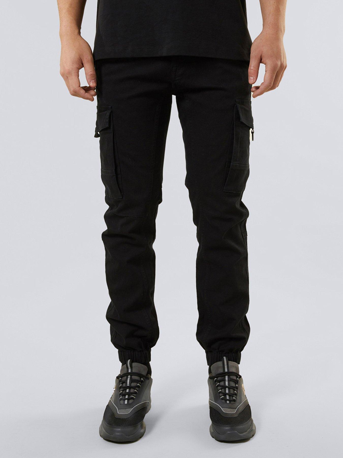 criminal-damage-manhattan-cargo-trousers-blackfront