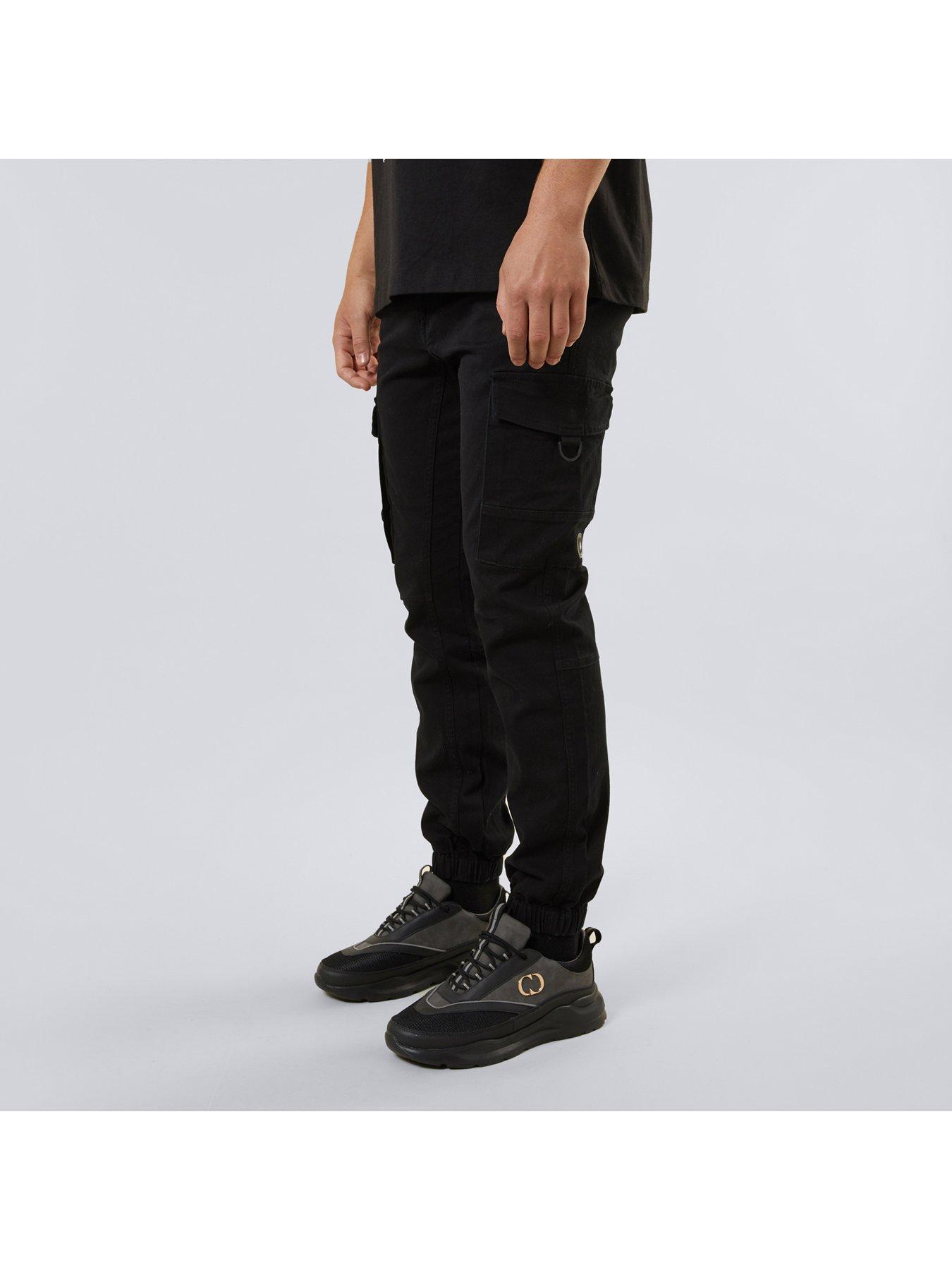 criminal-damage-manhattan-cargo-trousers-blackstillFront
