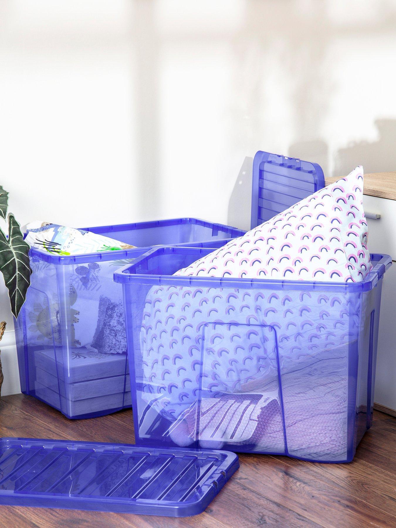 Wham Set Of 2 Blue Crystal 80 Litre Plastic Storage Boxes