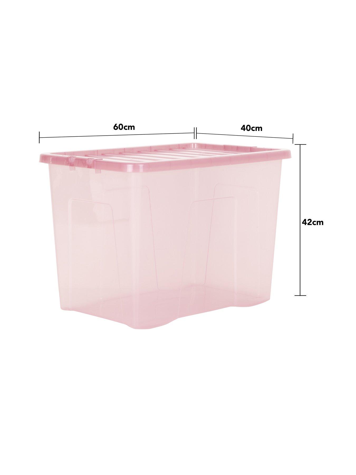 Image 5 of 5 of Wham Set of 2 Pink Crystal 80-Litre Plastic Storage Boxes