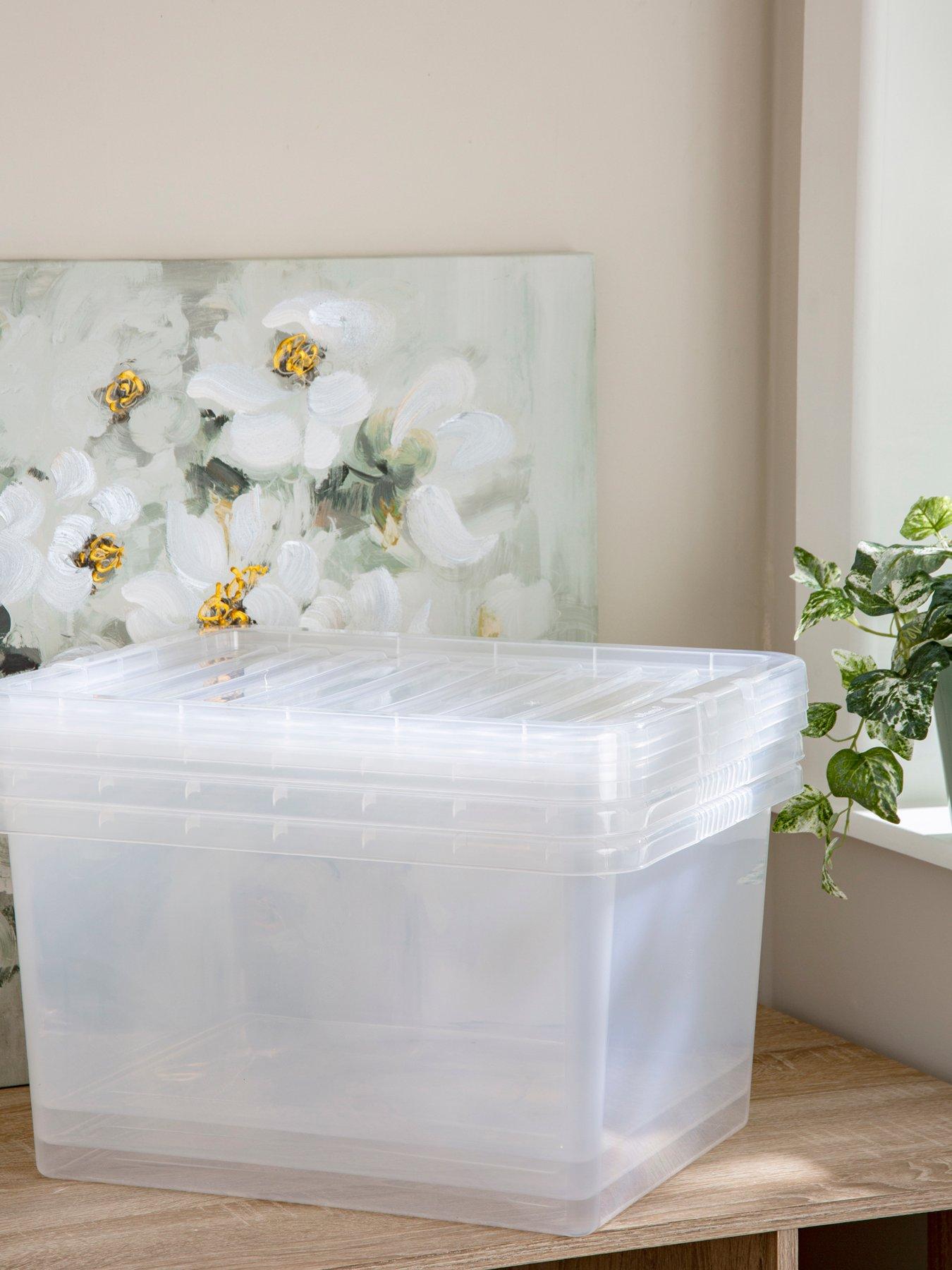 Image 1 of 5 of Wham Set of 3 Clear Crystal 37-Litre Plastic Storage Boxes&nbsp;
