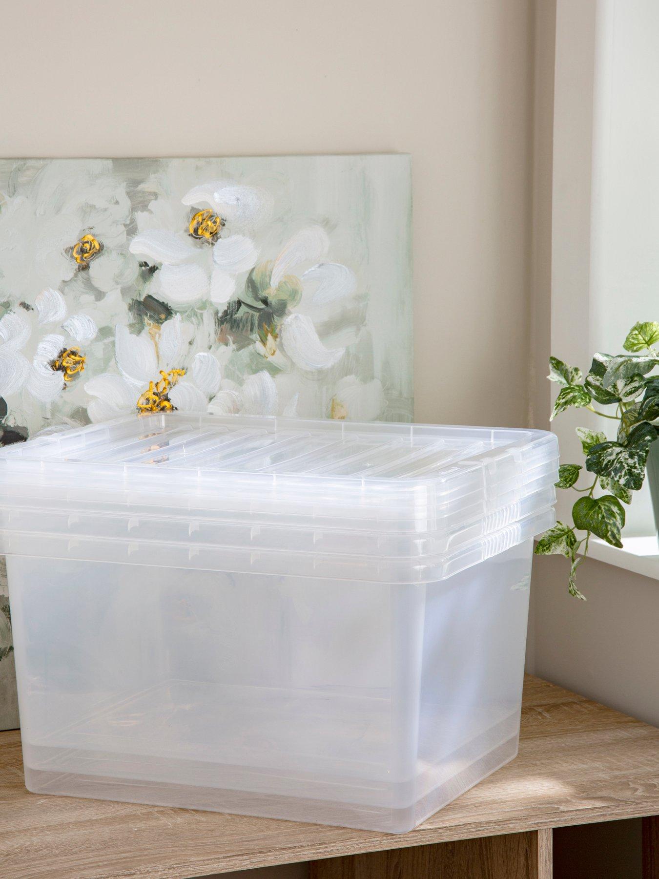 Opaque plastic storage clearance boxes