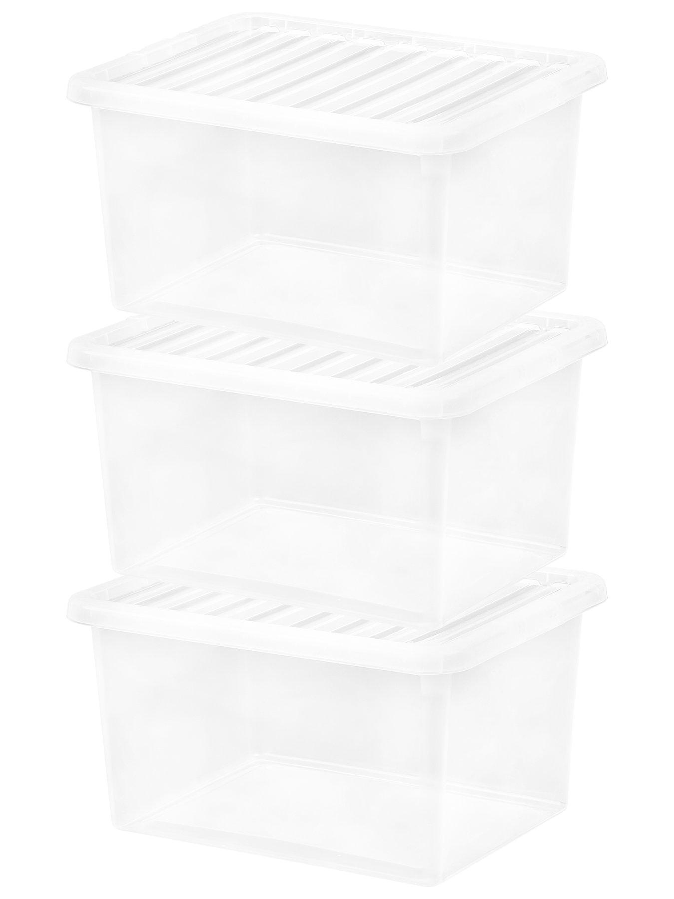 Wham Storage Pack of 1-37 Litre Crystal Plastic Storage Boxes with Lids