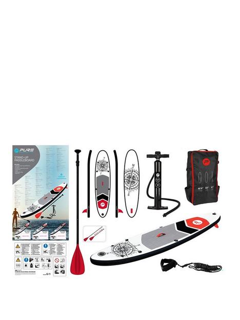 pure-305-nautical-sup-inflatable-stand-up-paddle-board-10-feet-complete-set-with-pump-patch-tool-foot-lead-adjustable-paddle-and-waterproof-2l-b