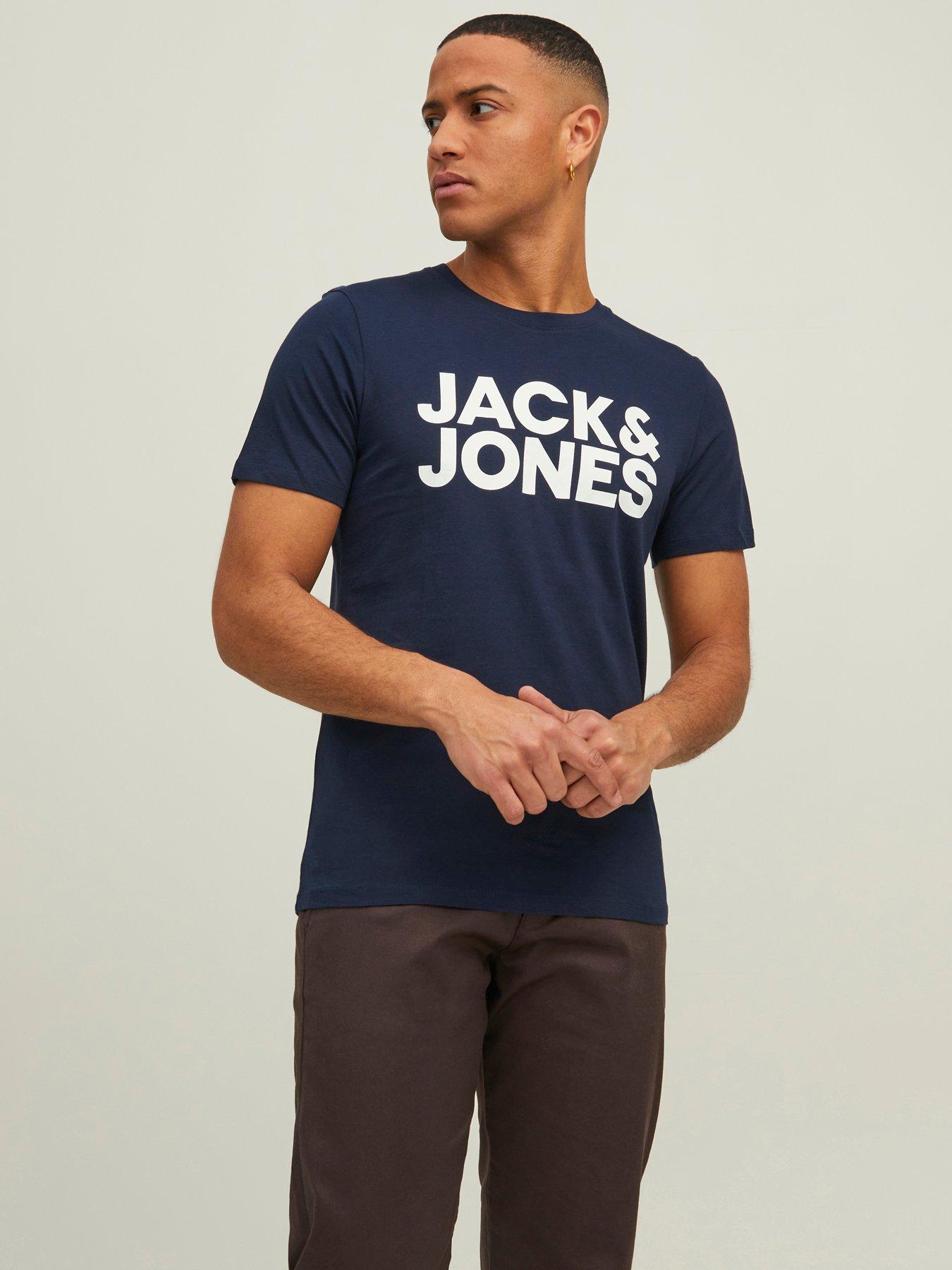 Image 2 of 4 of Jack & Jones Logo 3 Pack T-Shirt - Navy/Black/White