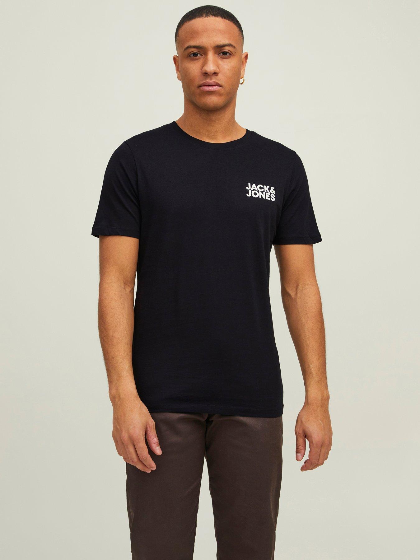 Image 3 of 4 of Jack & Jones Logo 3 Pack T-Shirt - Navy/Black/White
