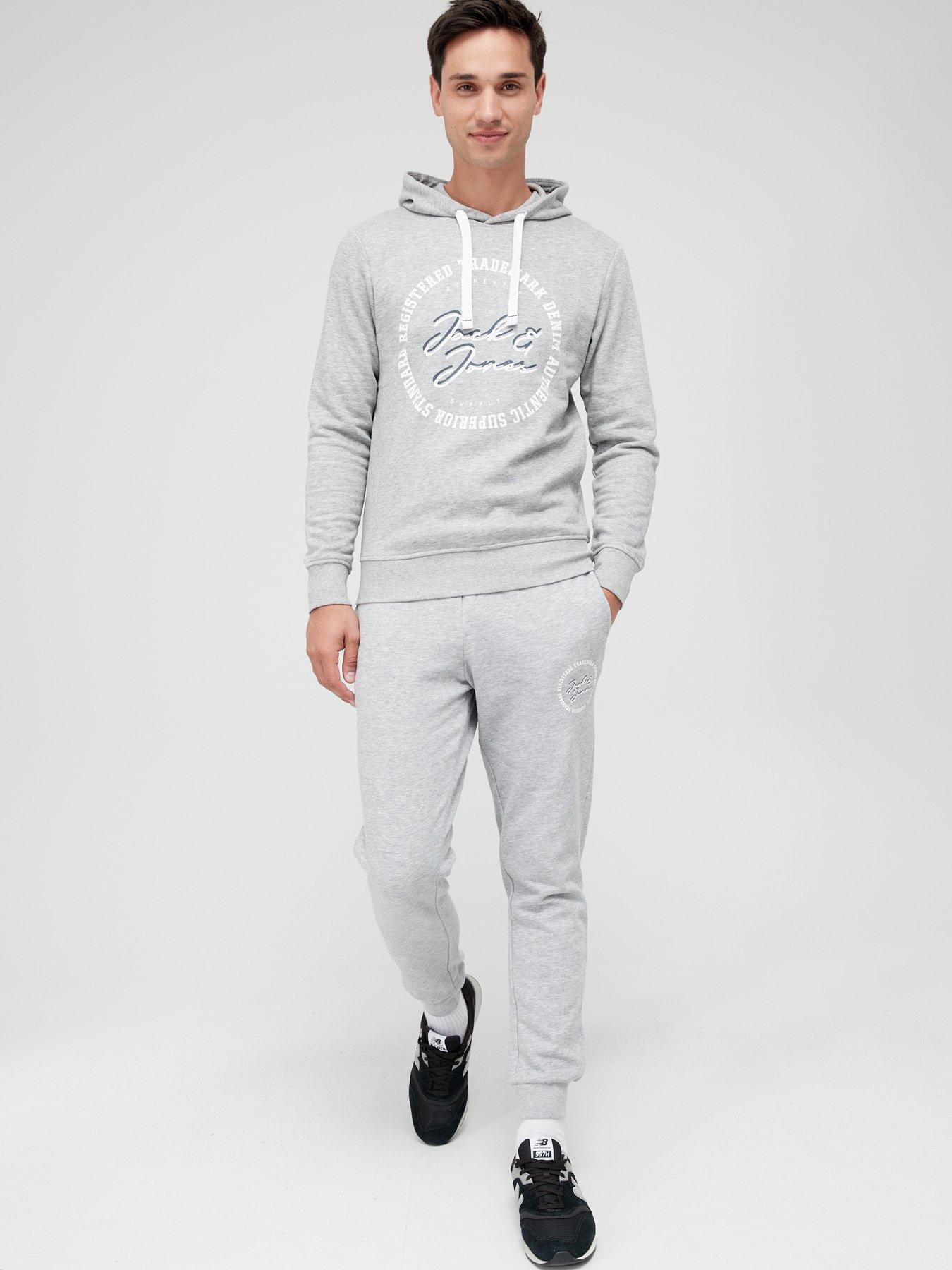 Jack & Jones Jack & Jones Large Logo Tracksuit Set - Light Grey Melange |  Very Ireland