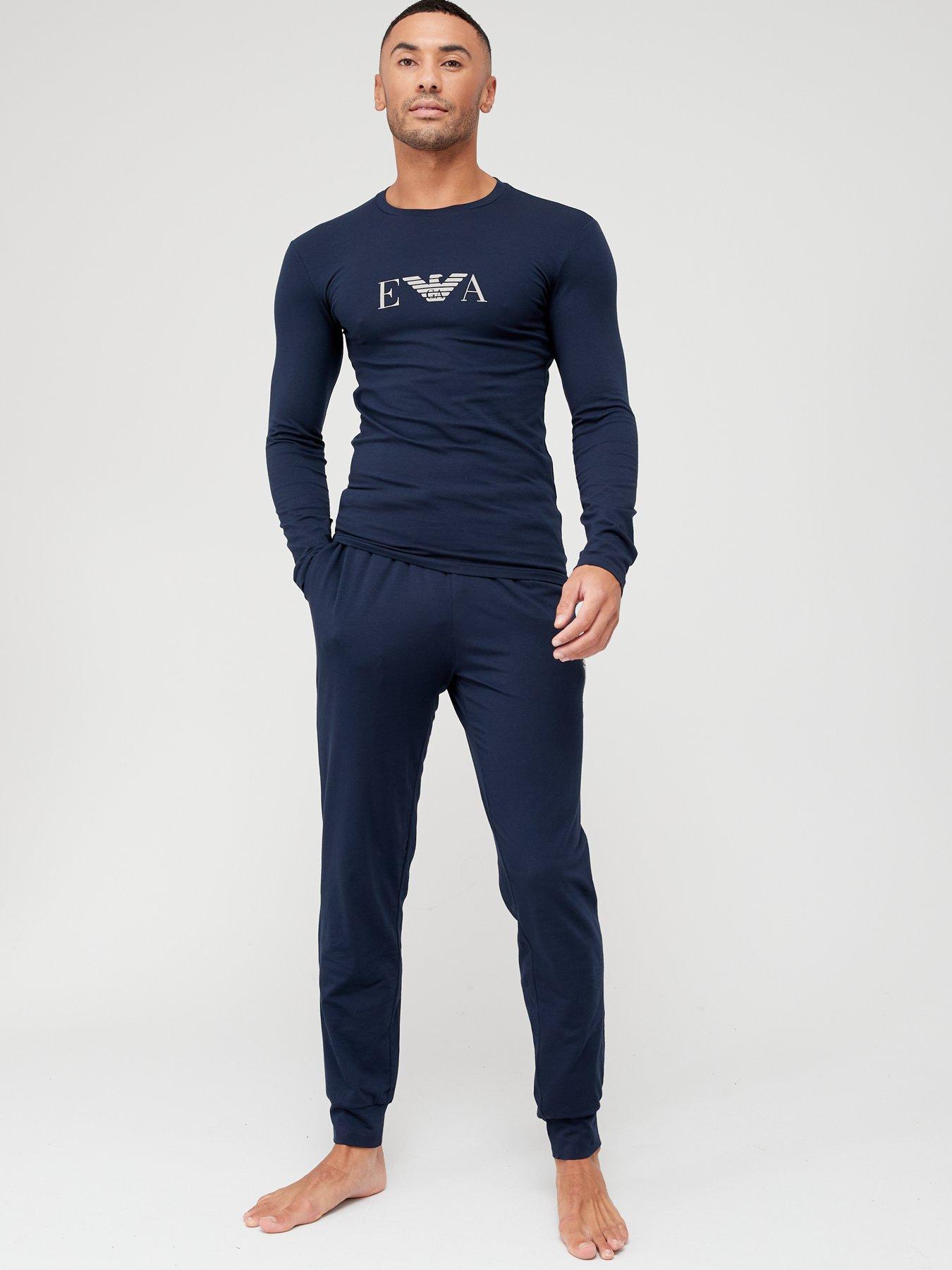 Emporio Armani Bodywear Bold Monogram Logo Lounge Long Sleeve T-Shirt -  Navy | Very Ireland