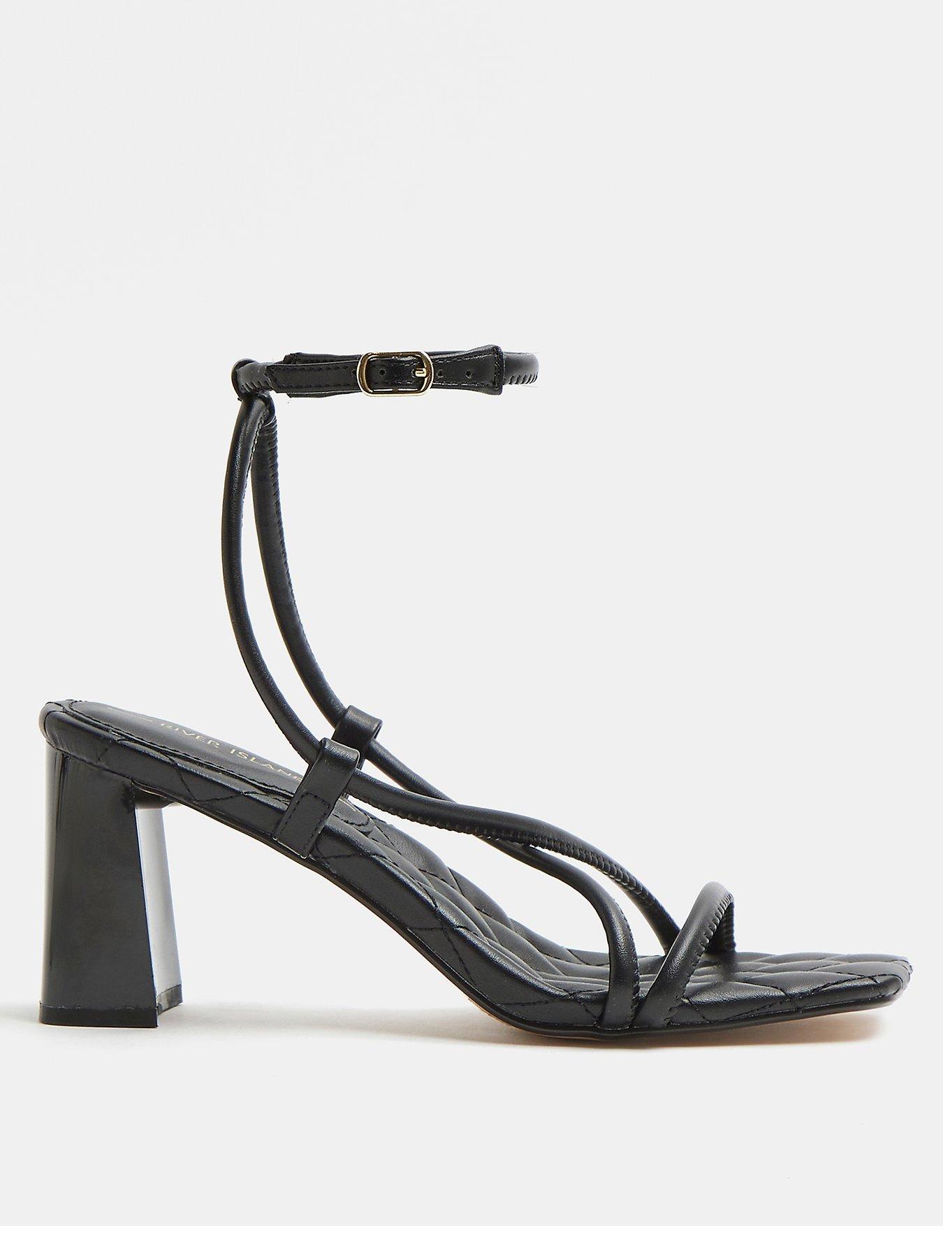 Black strappy clearance heels river island