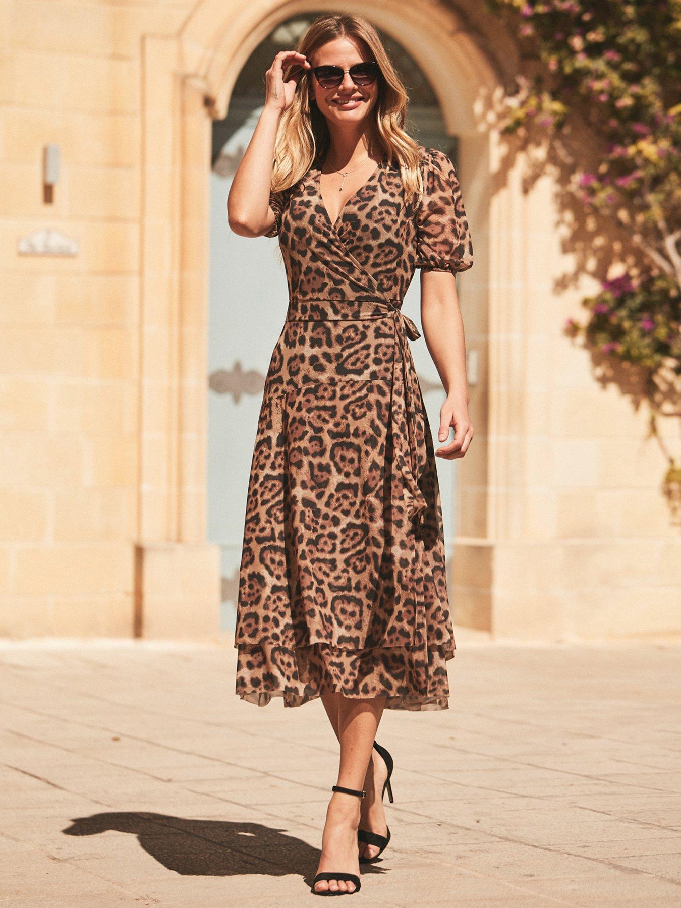 Sosandar Sosandar Leopard Print Mesh Wrap Dress | Very Ireland