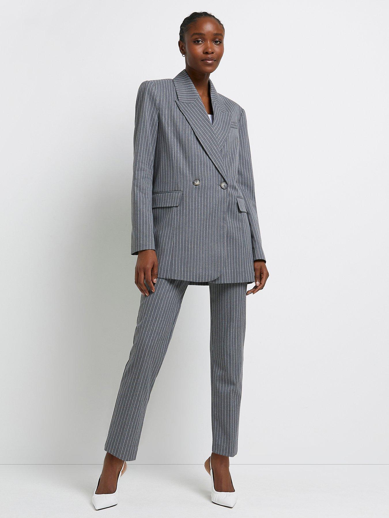 River Island Pinstripe Structured Blazer grey Very Ireland