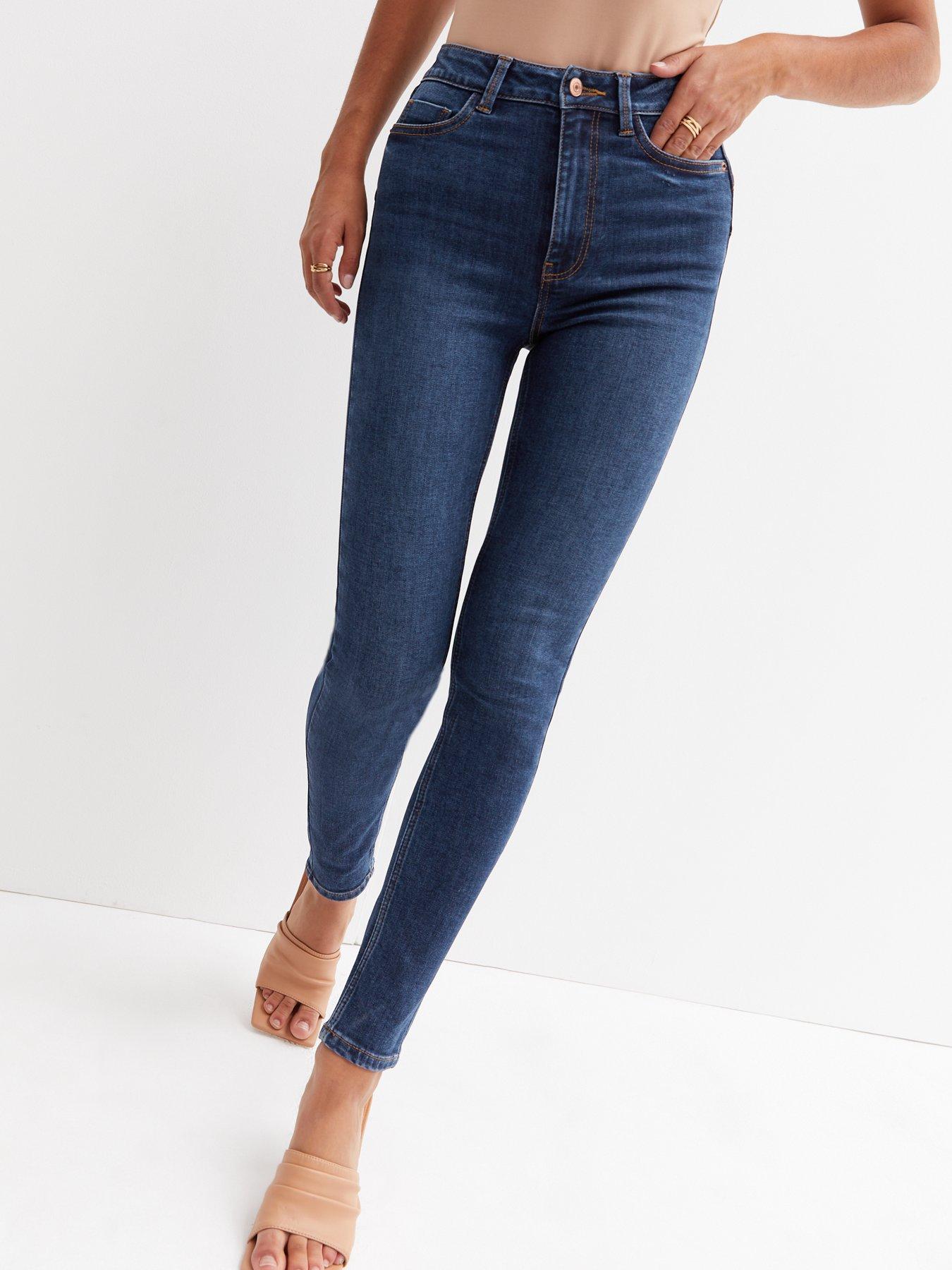 New Look Mid Wash Lift & Shape Jenna Skinny Jeans - Navy