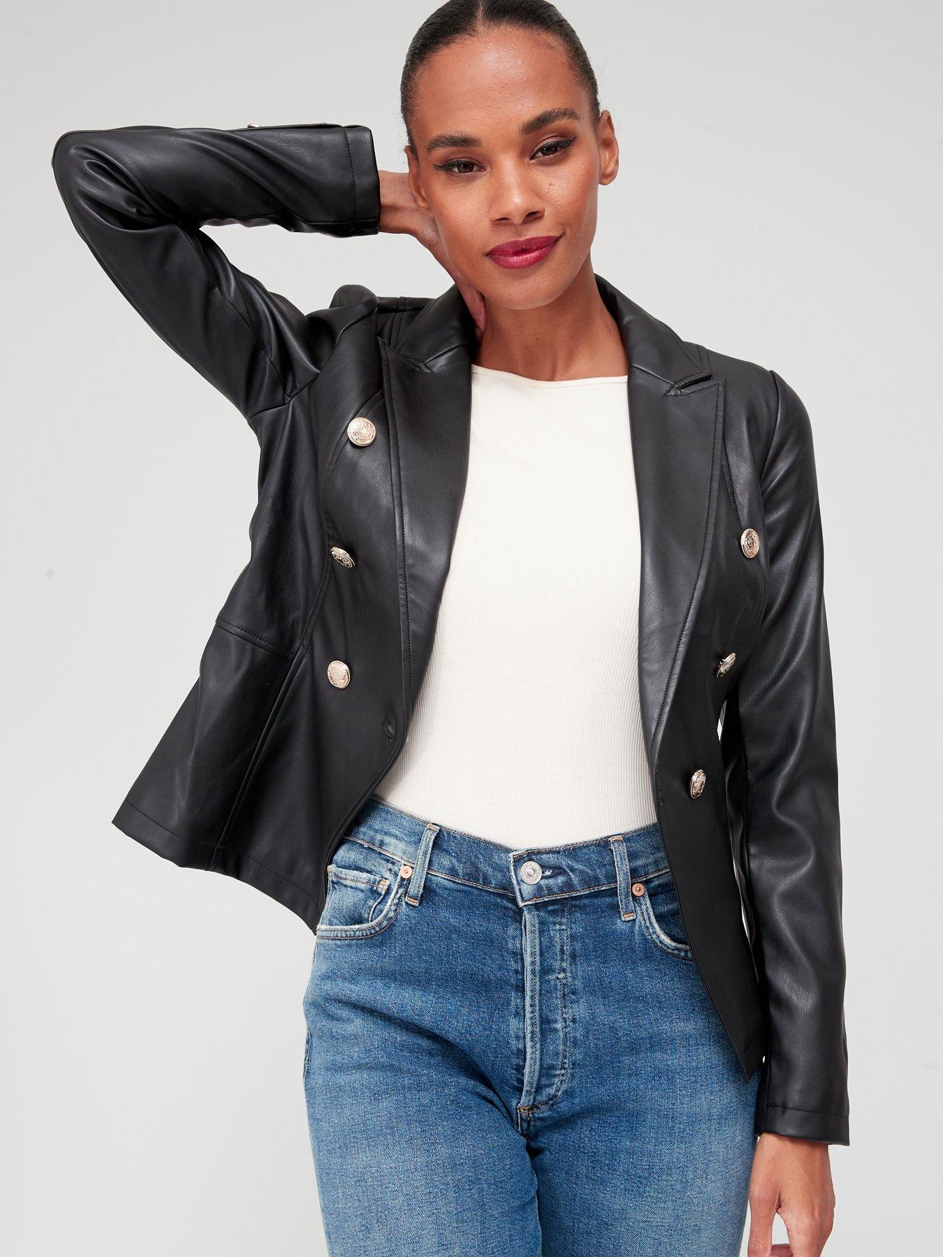 Leather military online blazer