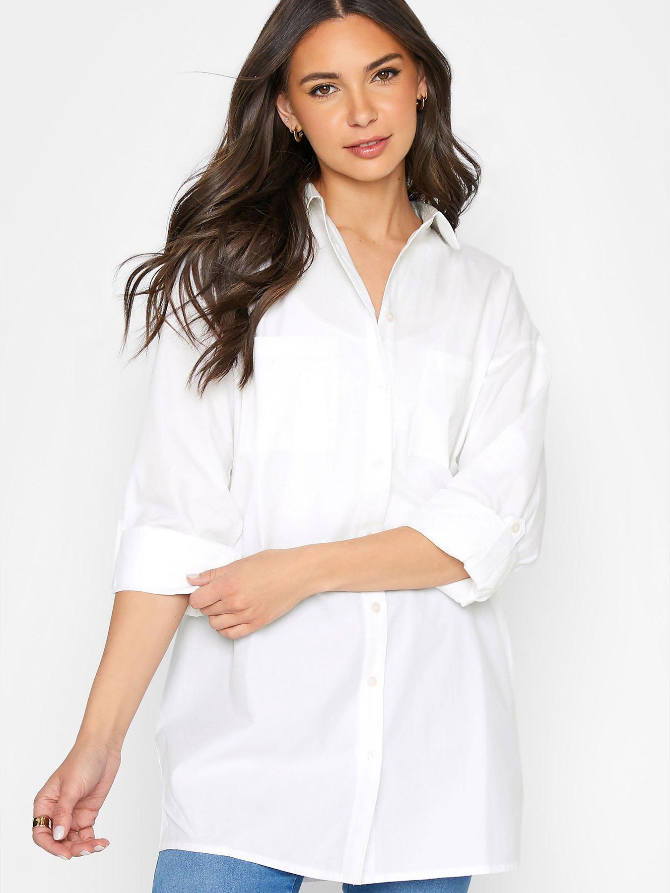 Long Tall Sally Long Tall Sally White Cotton Oversized Shirt