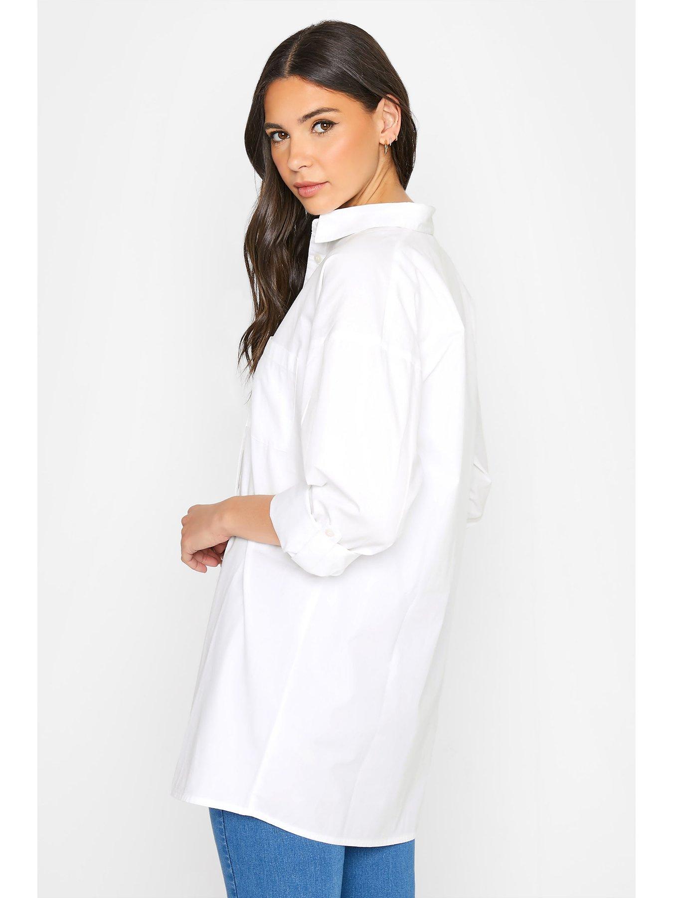 Image 2 of 4 of Long Tall Sally Long Tall Sally White Cotton Oversized Shirt