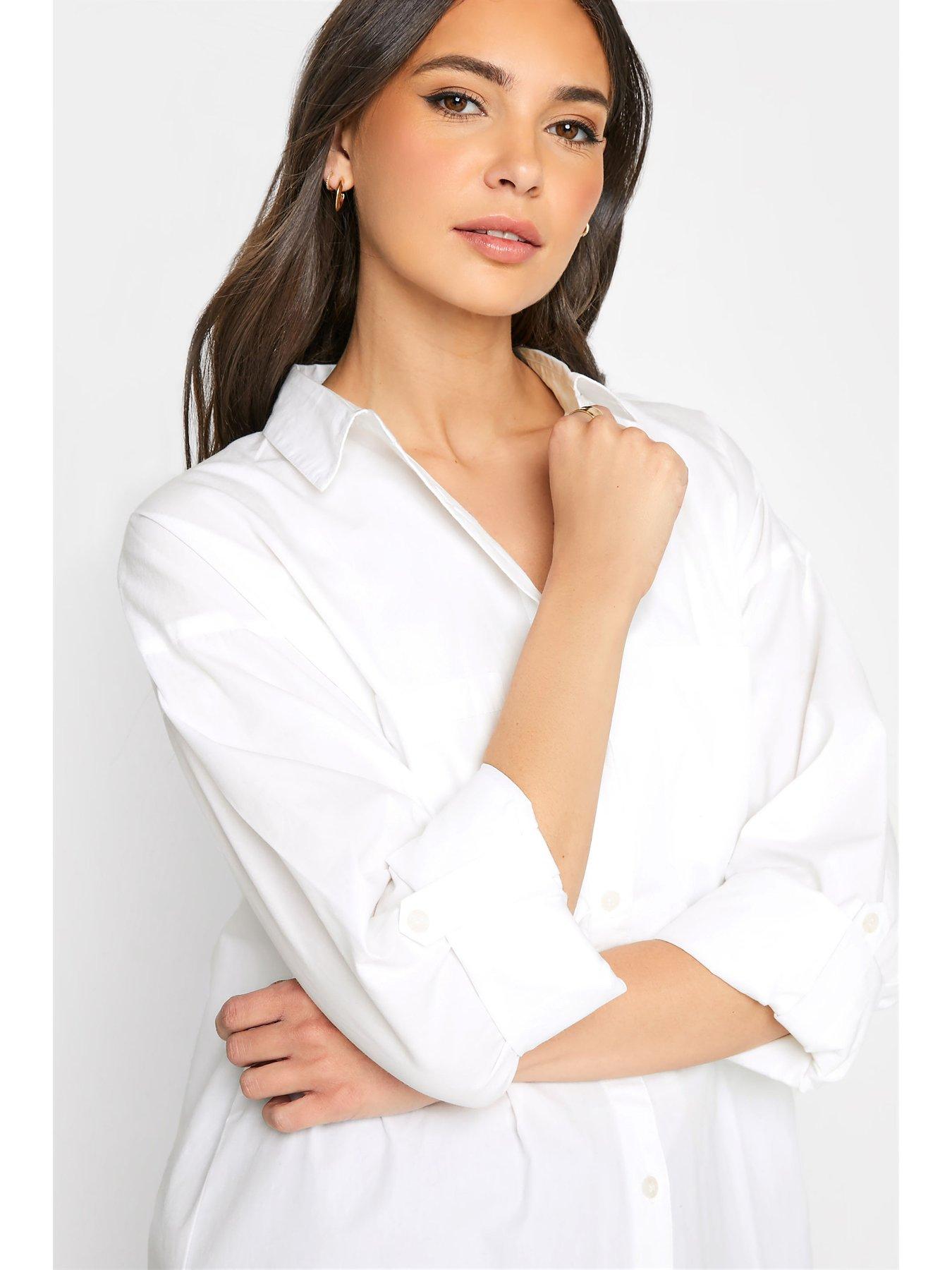 Image 4 of 4 of Long Tall Sally Long Tall Sally White Cotton Oversized Shirt