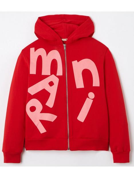 marni-boys-large-logo-hoodie-red