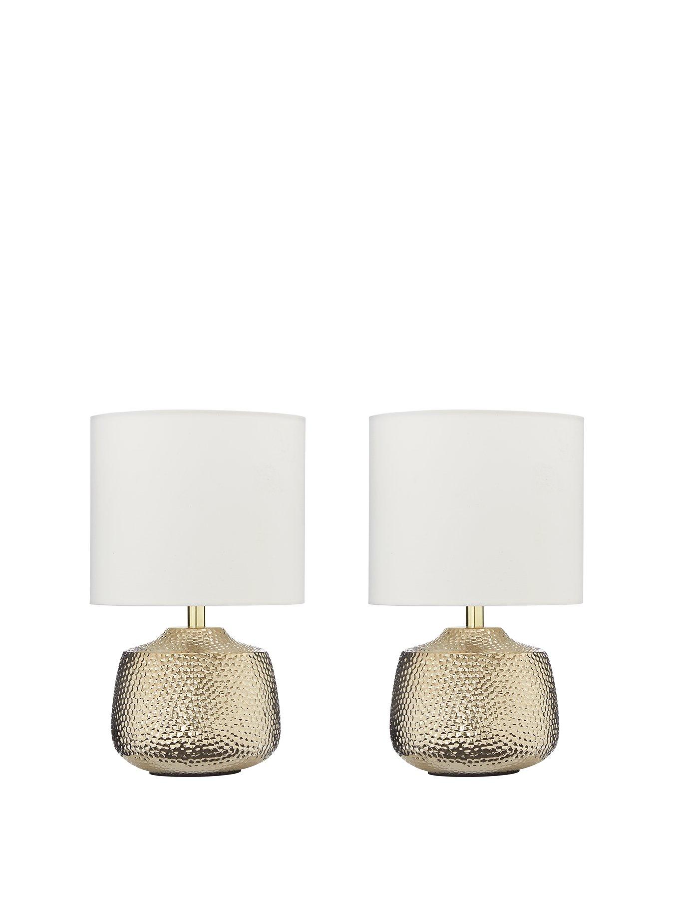 Very Home Set of 2 Hammer Metal Touch Table Lamps - White/Gold