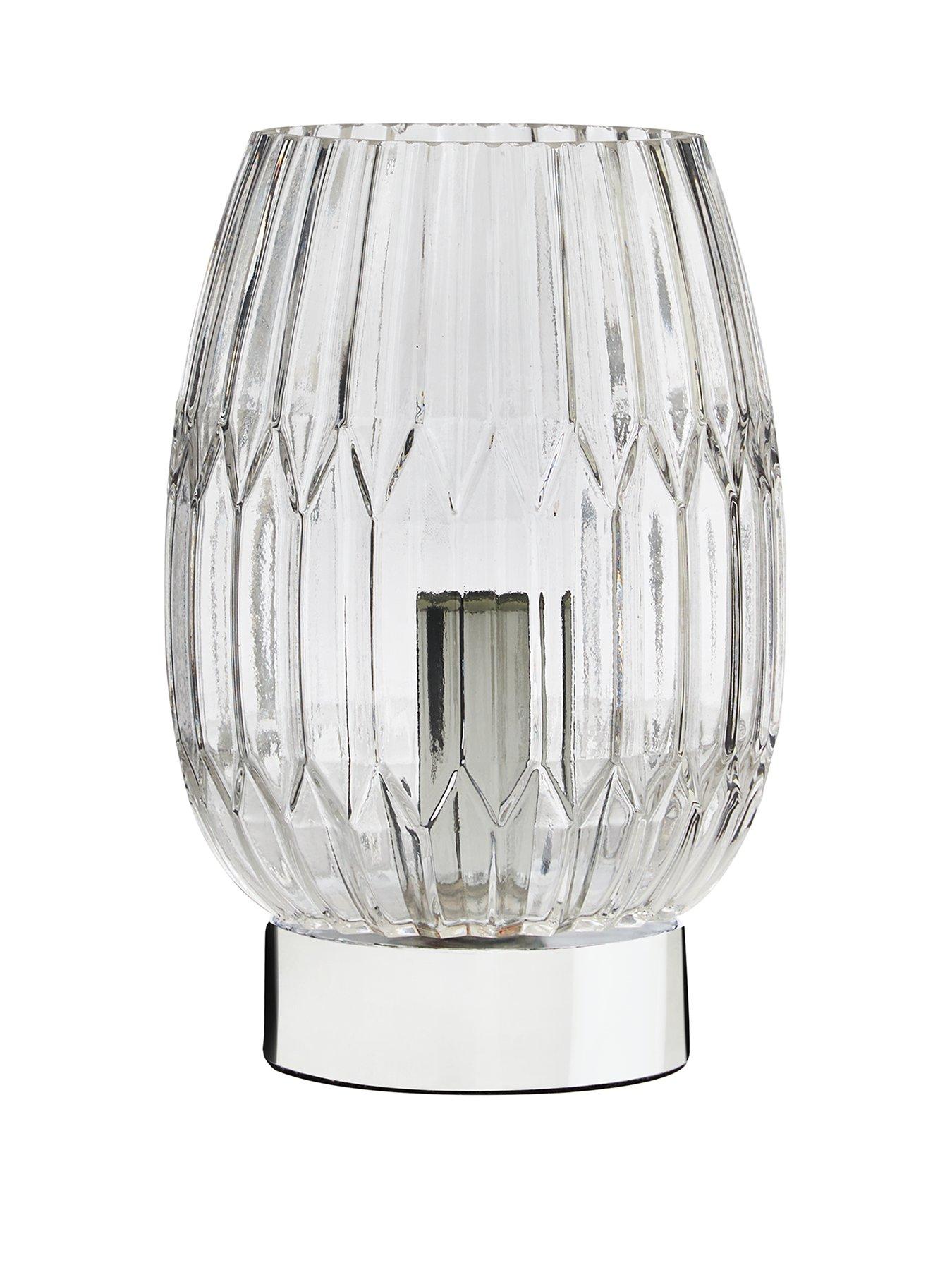 undefined Emma Ribbed Touch Table Lamp - Clear Chrome