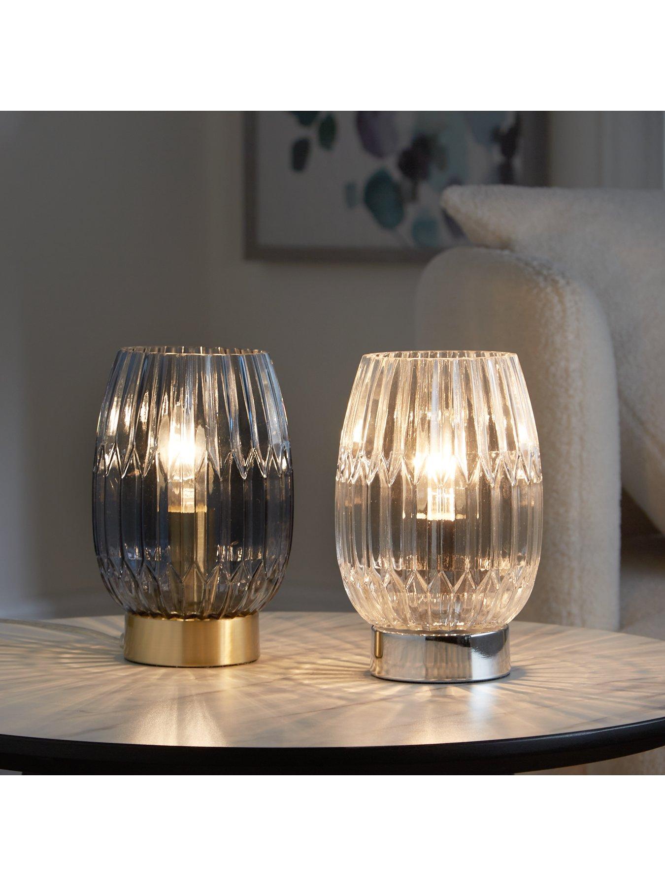 Image 2 of 4 of The Very Collection Emma Ribbed Touch Table Lamp - Clear Chrome