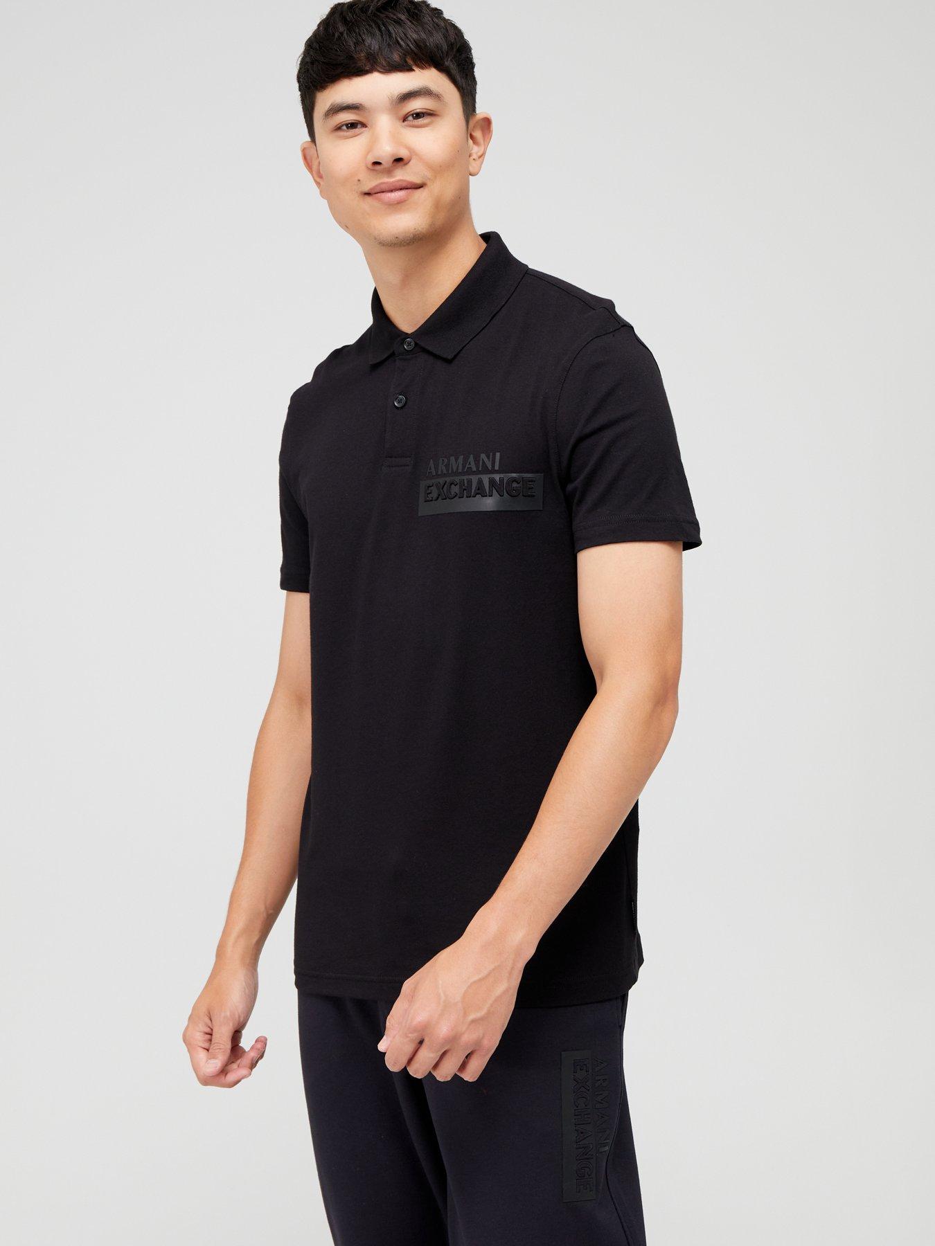 Armani Exchange Debossed Textured Logo Polo Shirt - Black | Very Ireland